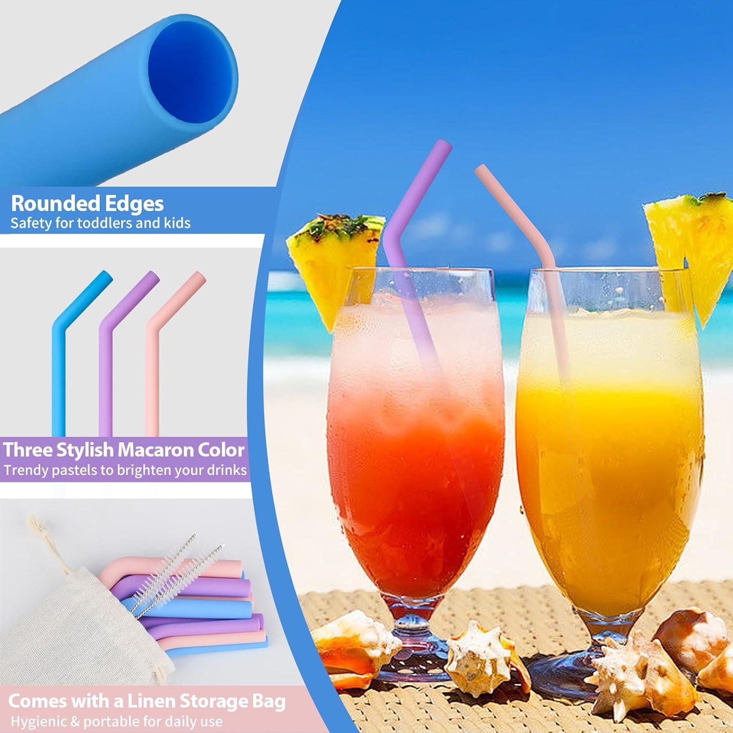 Popotes de Silicona Reutilizables Ullnosoo 9 Piezas 25.4 cm