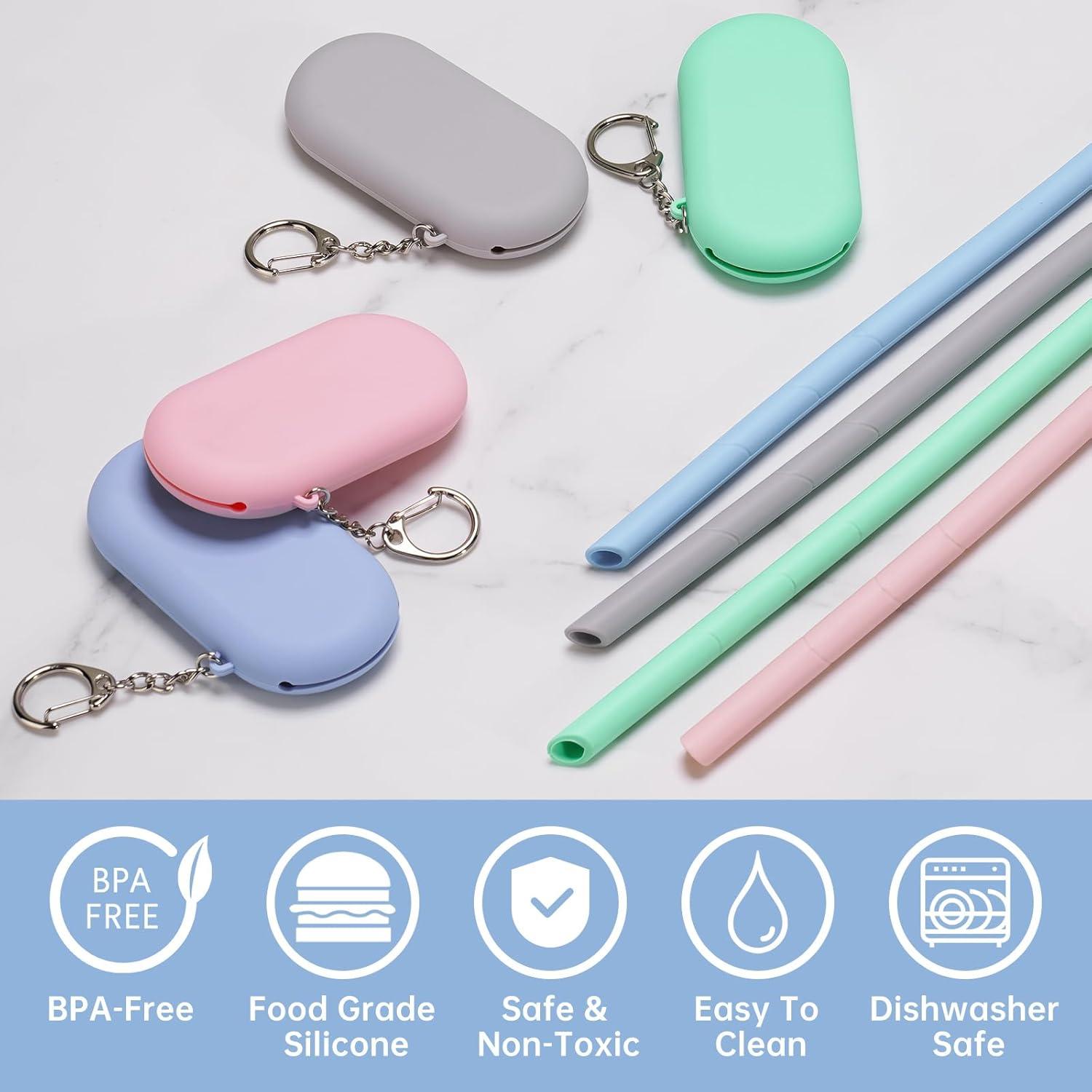 Pajitas de Silicona Reutilizables NiHome 35.56cm 4 Unidades