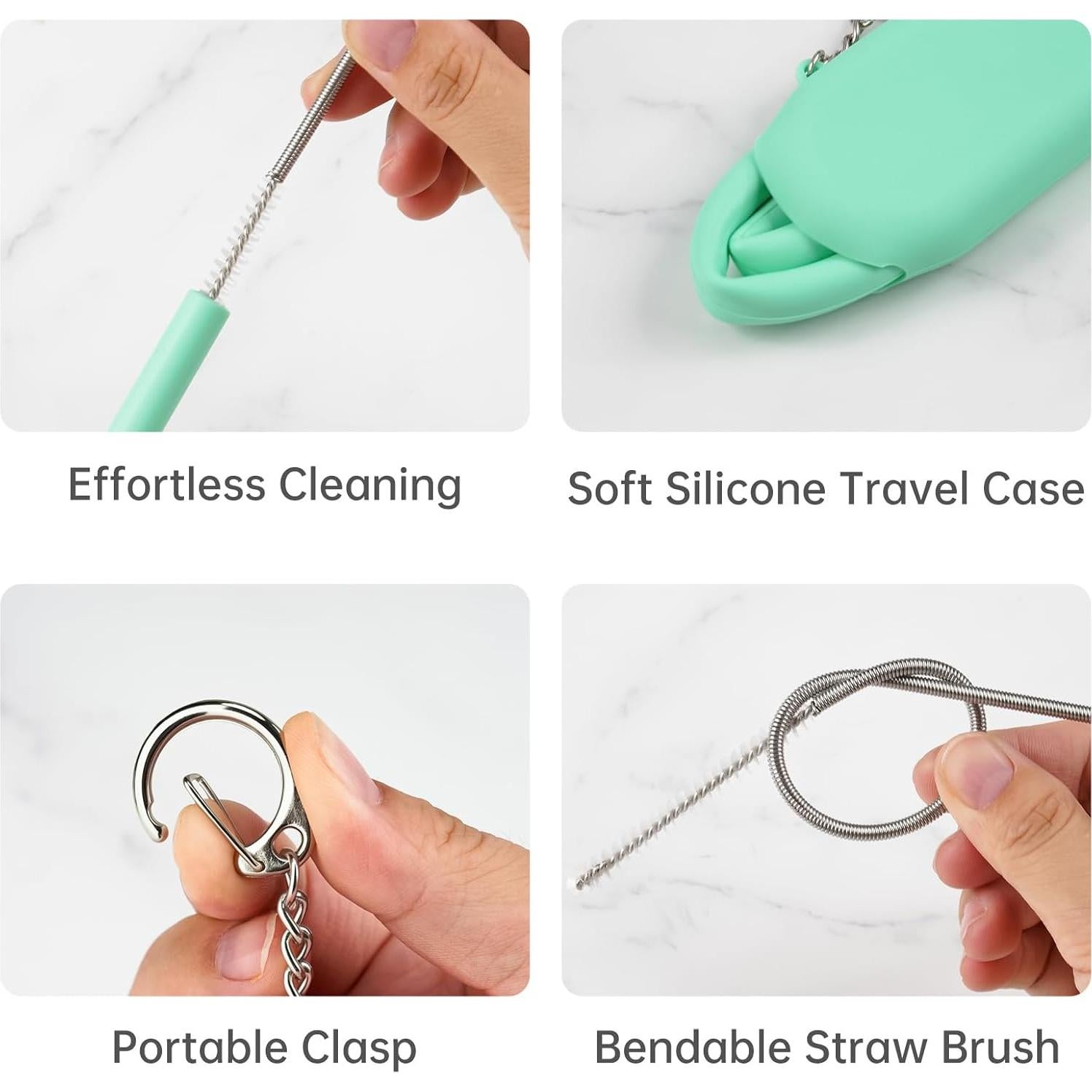 Pajitas de Silicona Reutilizables NiHome 35.56cm 4 Unidades