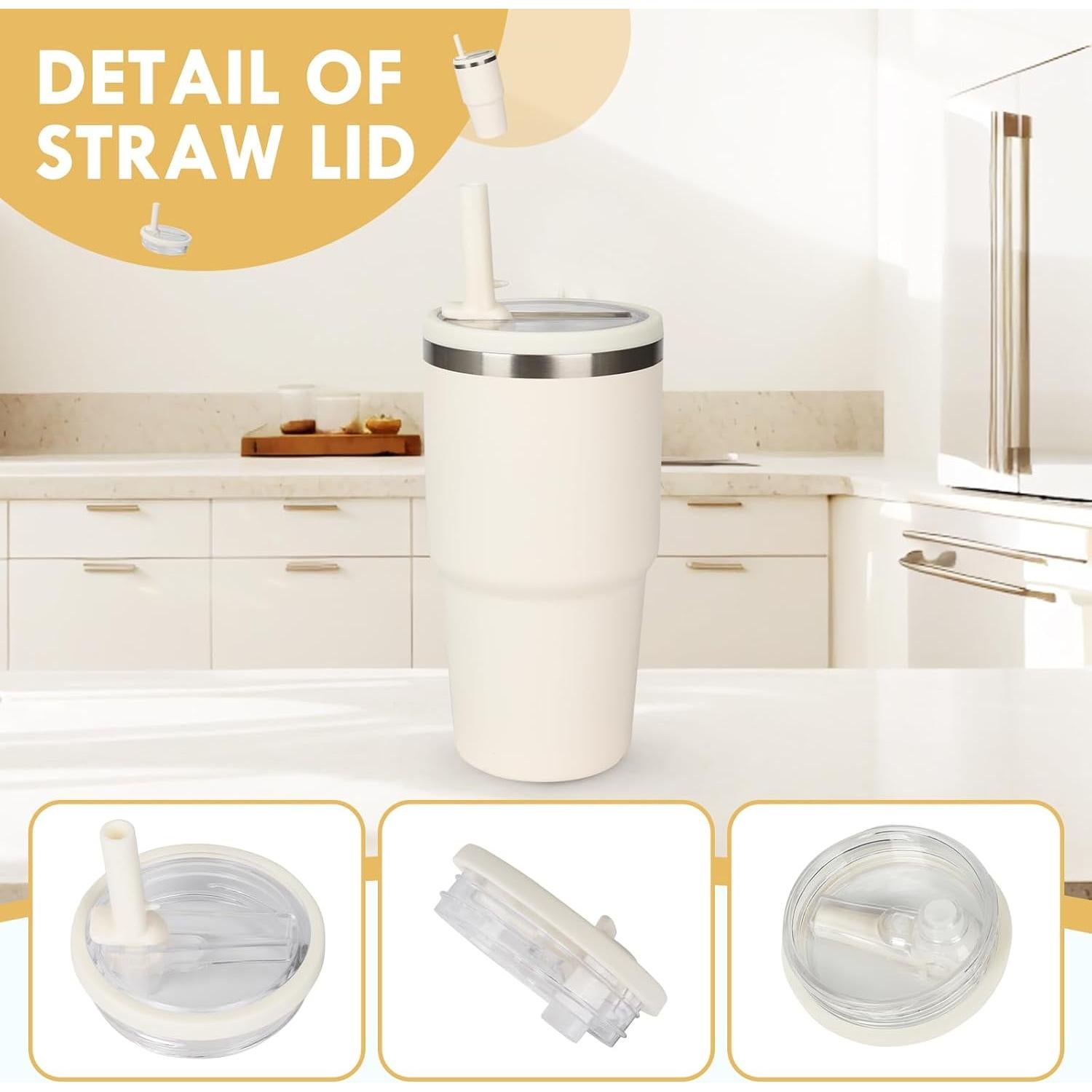 Tapa de Reemplazo para Vaso Stanley Quencher 20 oz - 2 PCS Marfil