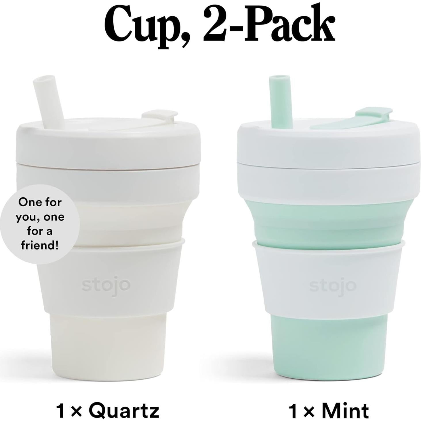 STOJO Tazas de Viaje Plegables 2-Pack 470ml Verde Menta