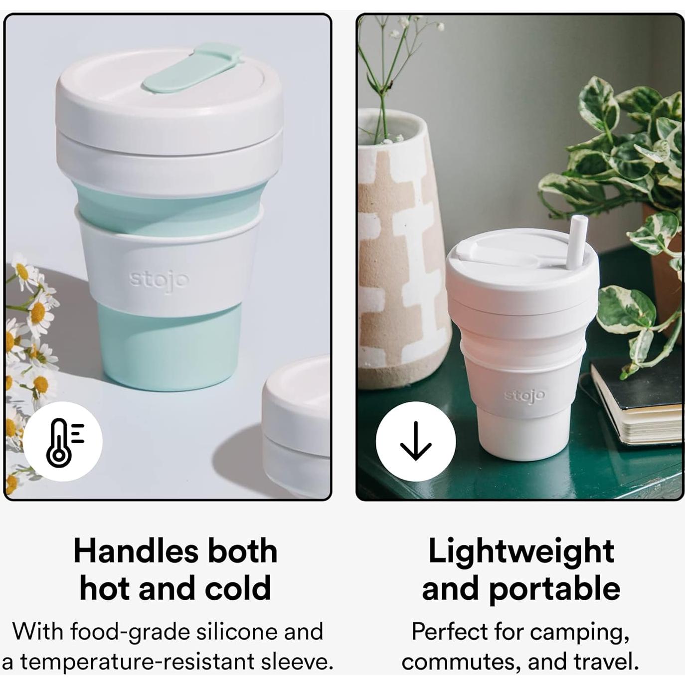 STOJO Tazas de Viaje Plegables 2-Pack 470ml Verde Menta