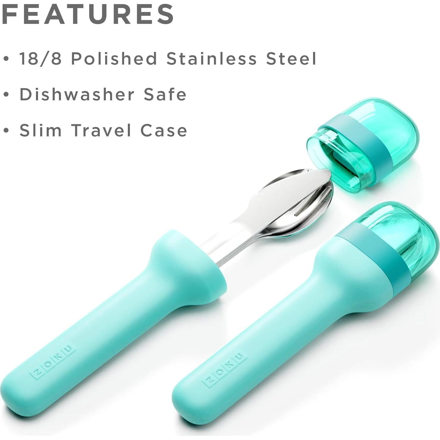Juego de Utensilios de Bolsillo y Popote Plegable ZOKU Teal