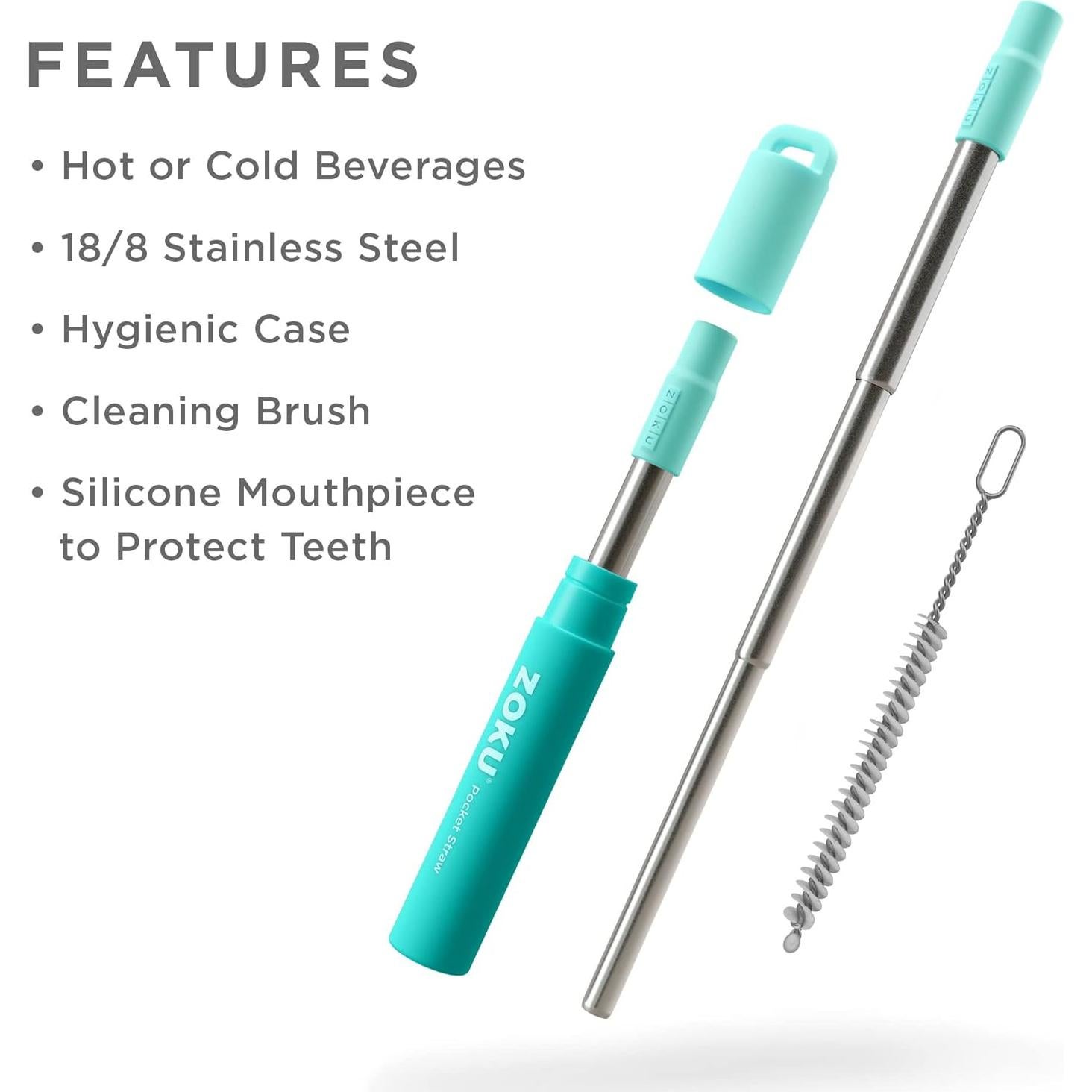 Juego de Utensilios de Bolsillo y Popote Plegable ZOKU Teal