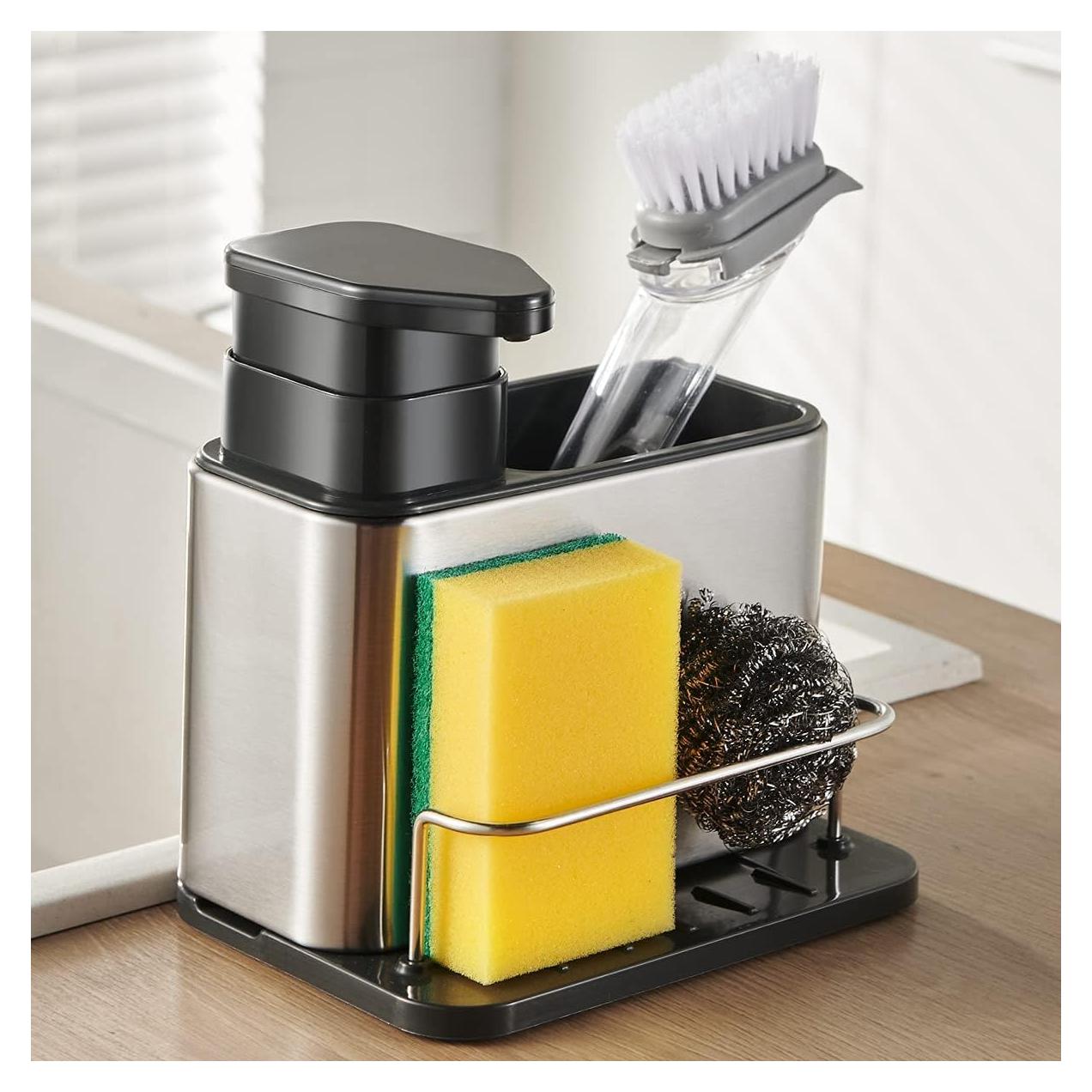 Dispensador de Jabón 3-en-1 TESOT Acero Inoxidable 0.45 kg