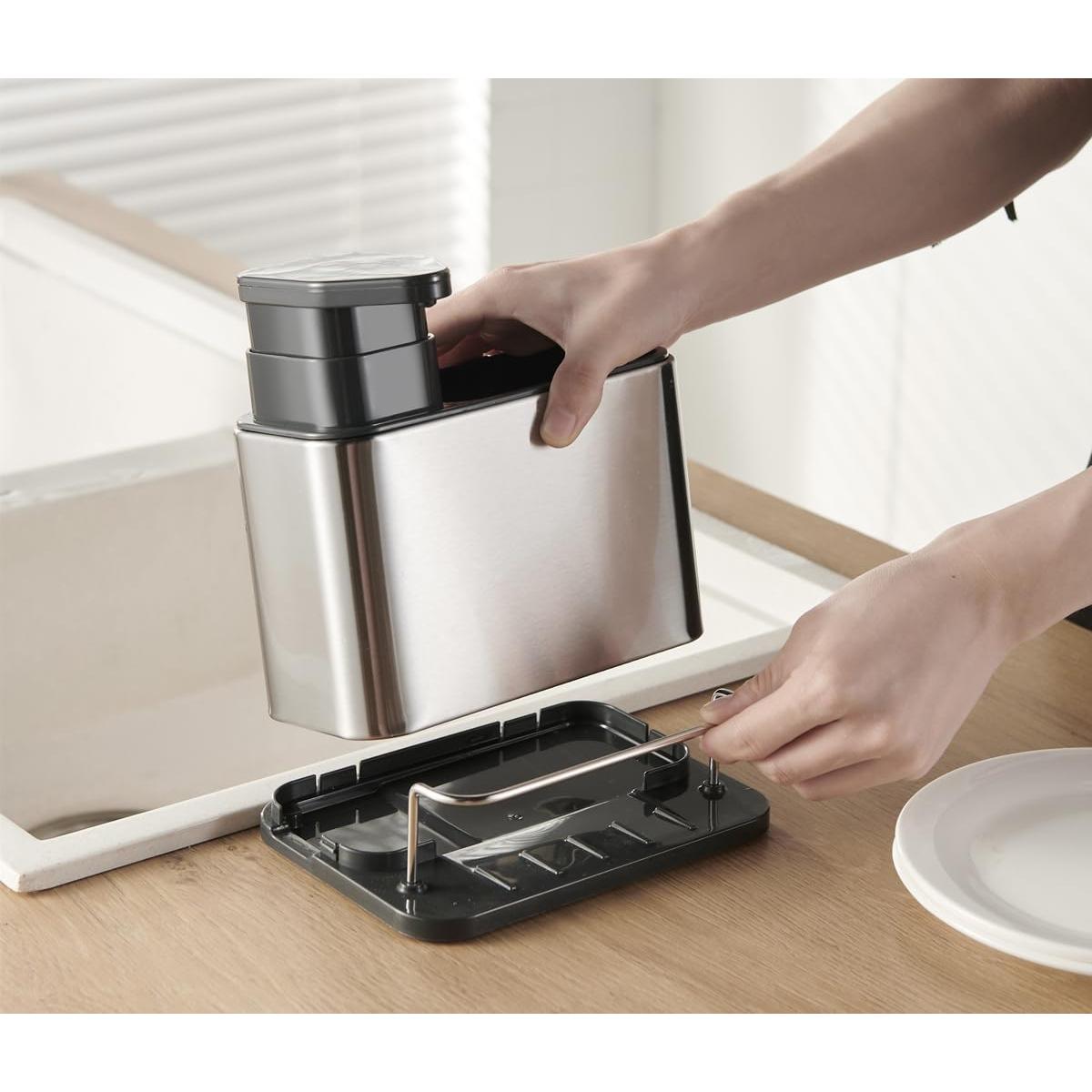 Dispensador de Jabón 3-en-1 TESOT Acero Inoxidable 0.45 kg