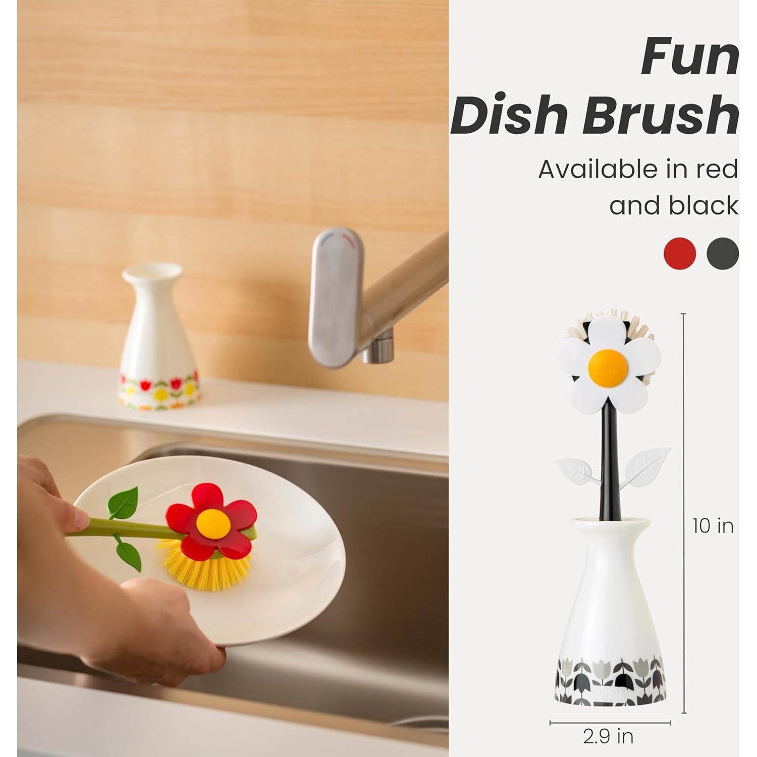 Cepillo de Platos Vigar Flower Power con Soporte Ergonómico