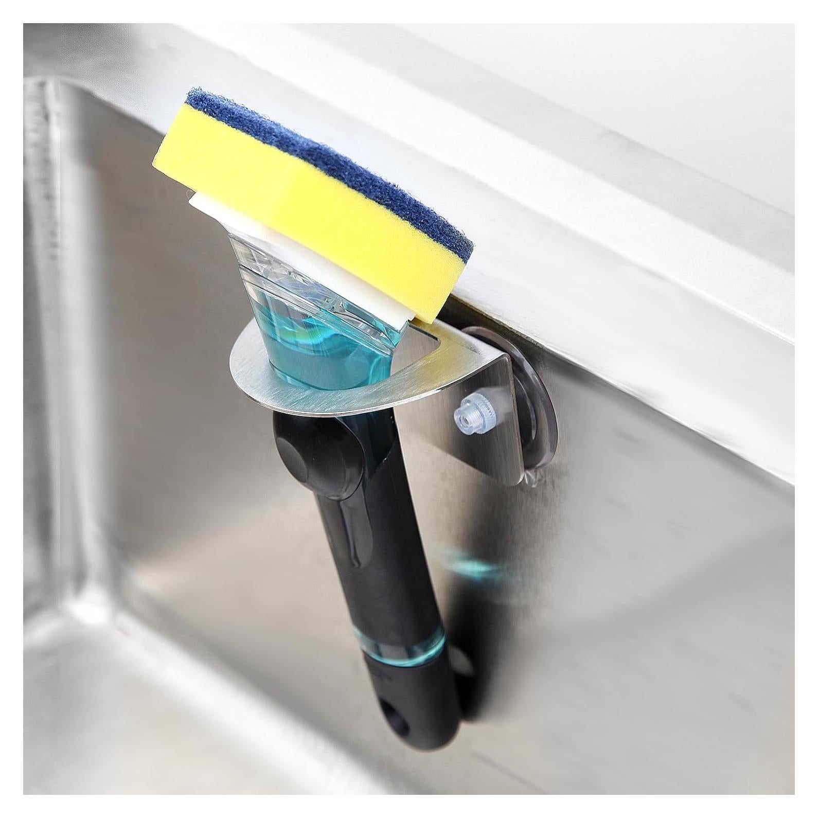 Soporte para cepillo de cocina Dlilise de acero inoxidable con ventosas