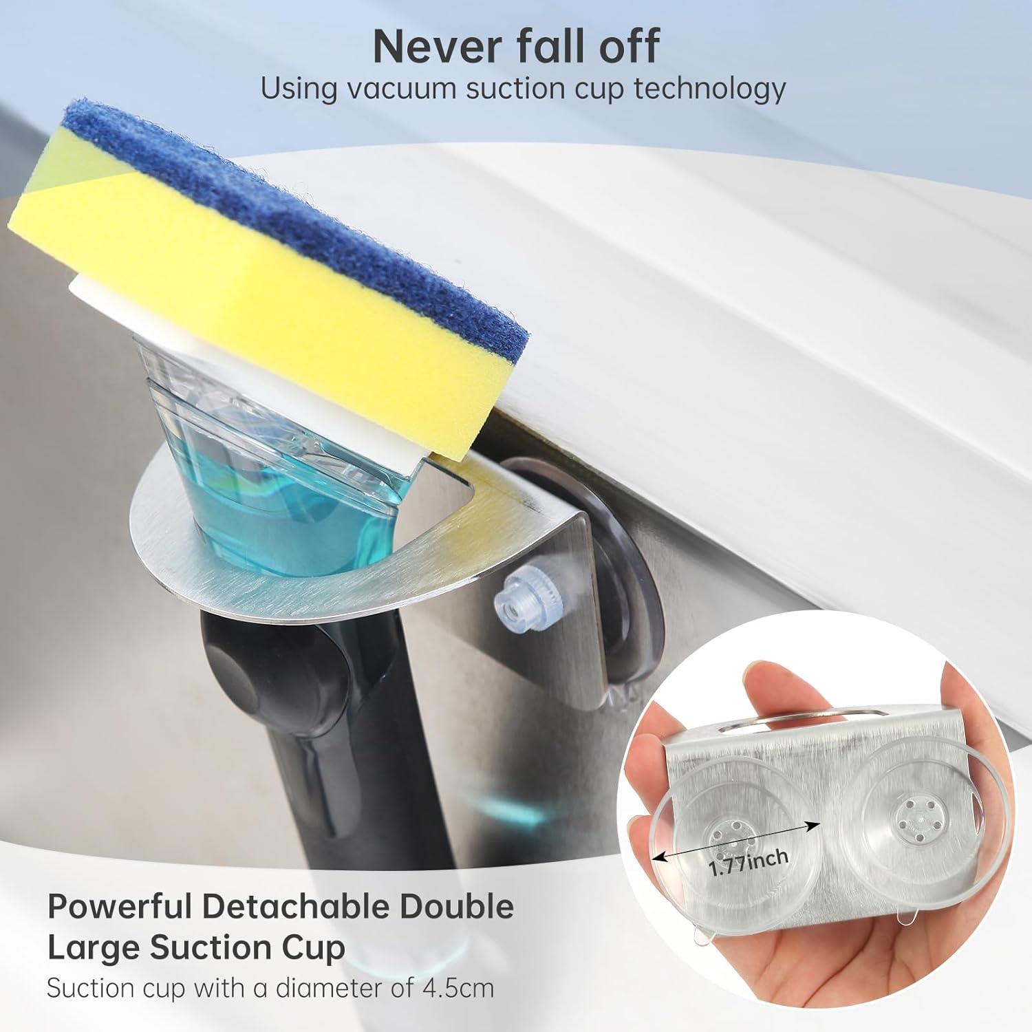 Soporte para cepillo de cocina Dlilise de acero inoxidable con ventosas