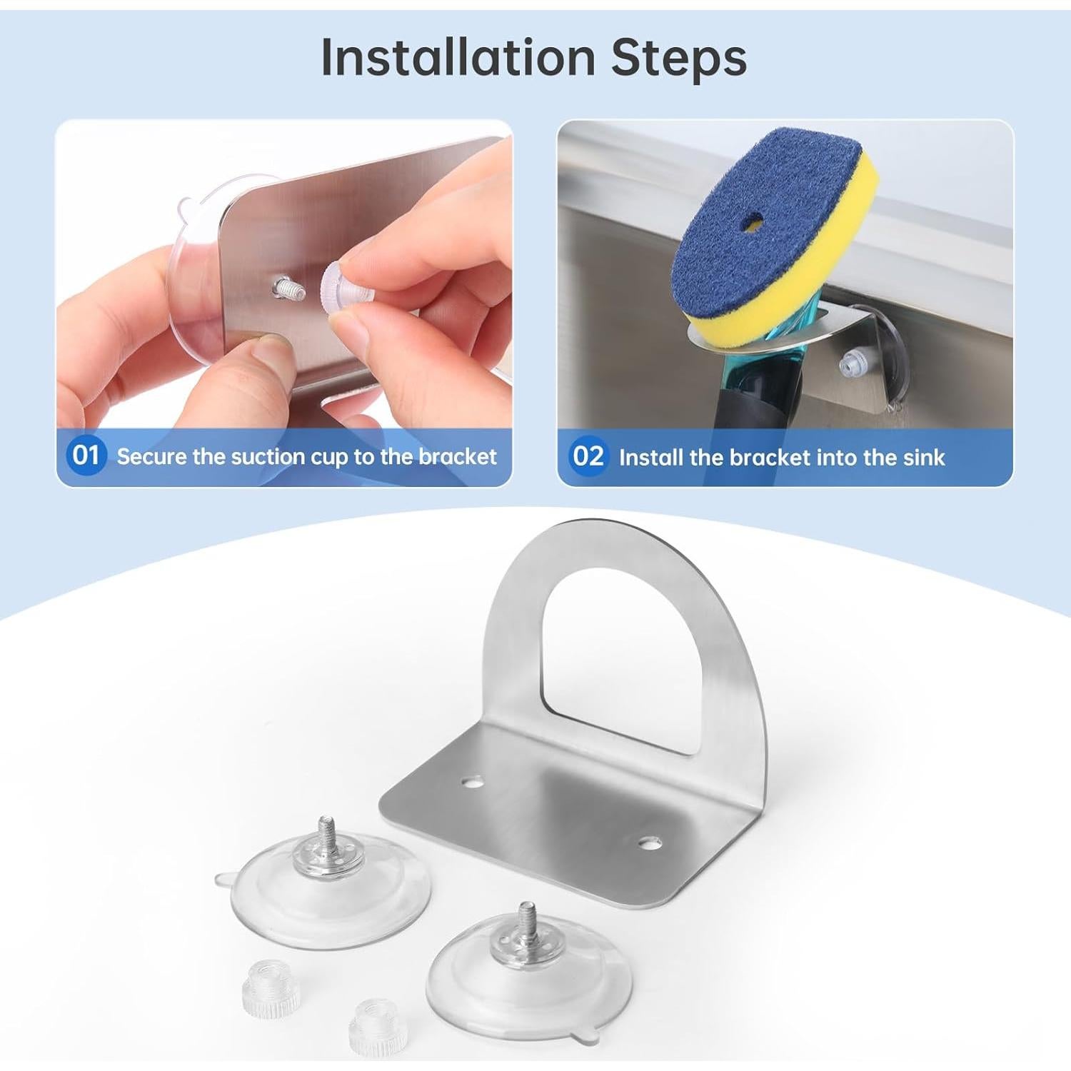 Soporte para cepillo de cocina Dlilise de acero inoxidable con ventosas