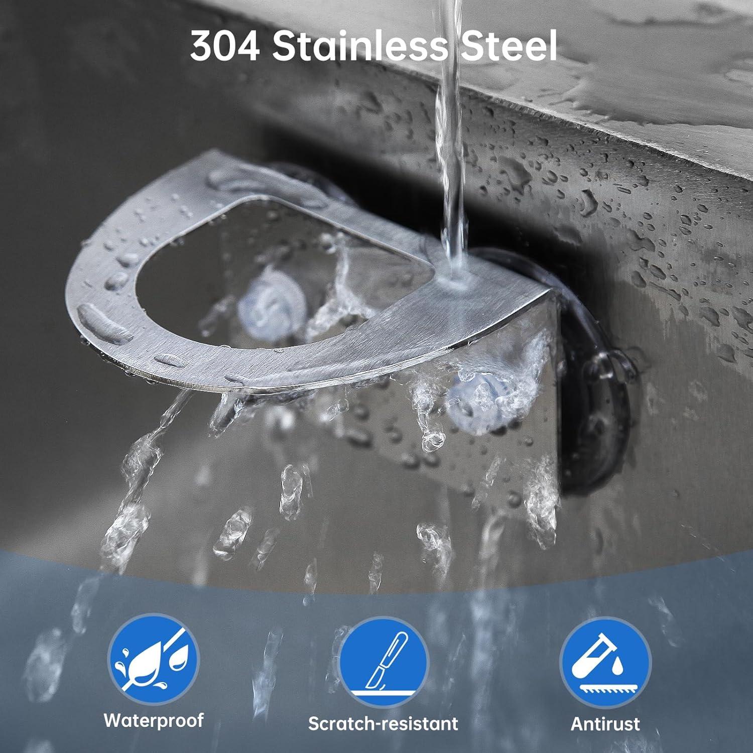 Soporte para cepillo de cocina Dlilise de acero inoxidable con ventosas