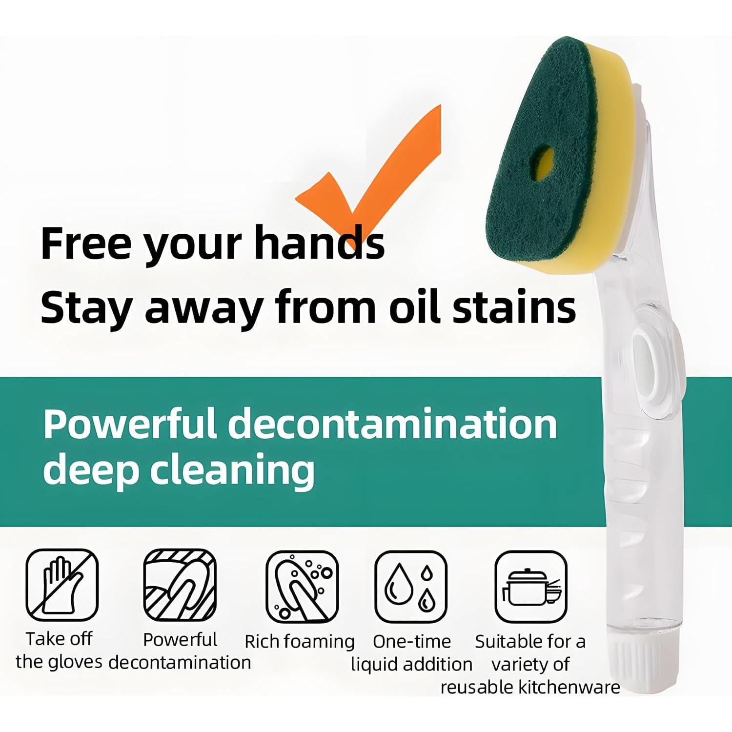 Cepillo de Platos con Dispensador de Jabón YONGYIJIA 2 Cabezas