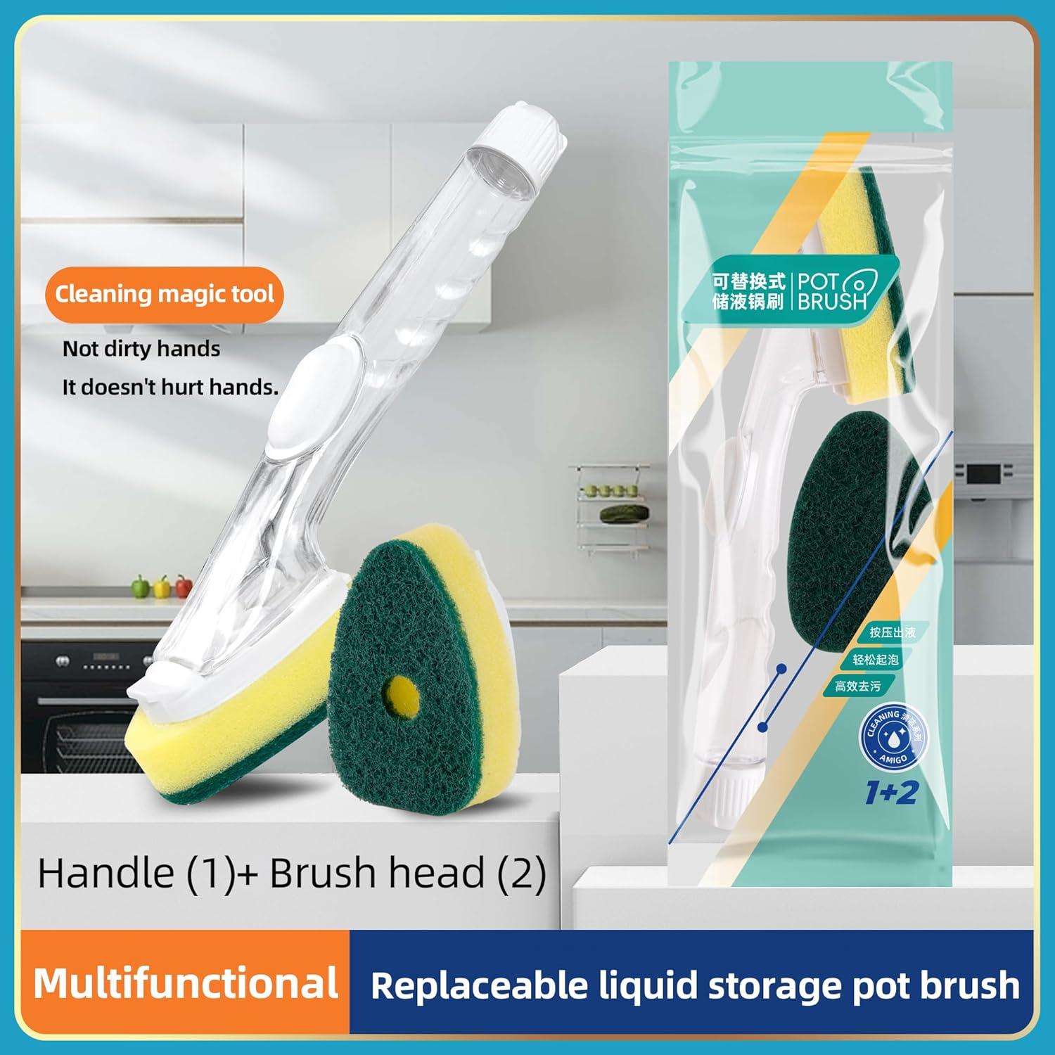 Cepillo de Platos con Dispensador de Jabón YONGYIJIA 2 Cabezas