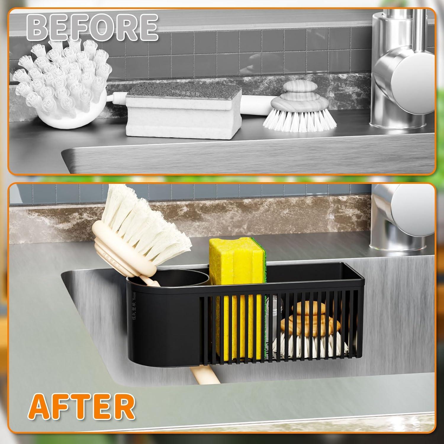 Soporte de Esponja y Cepillo de Platos SuoXing Negro