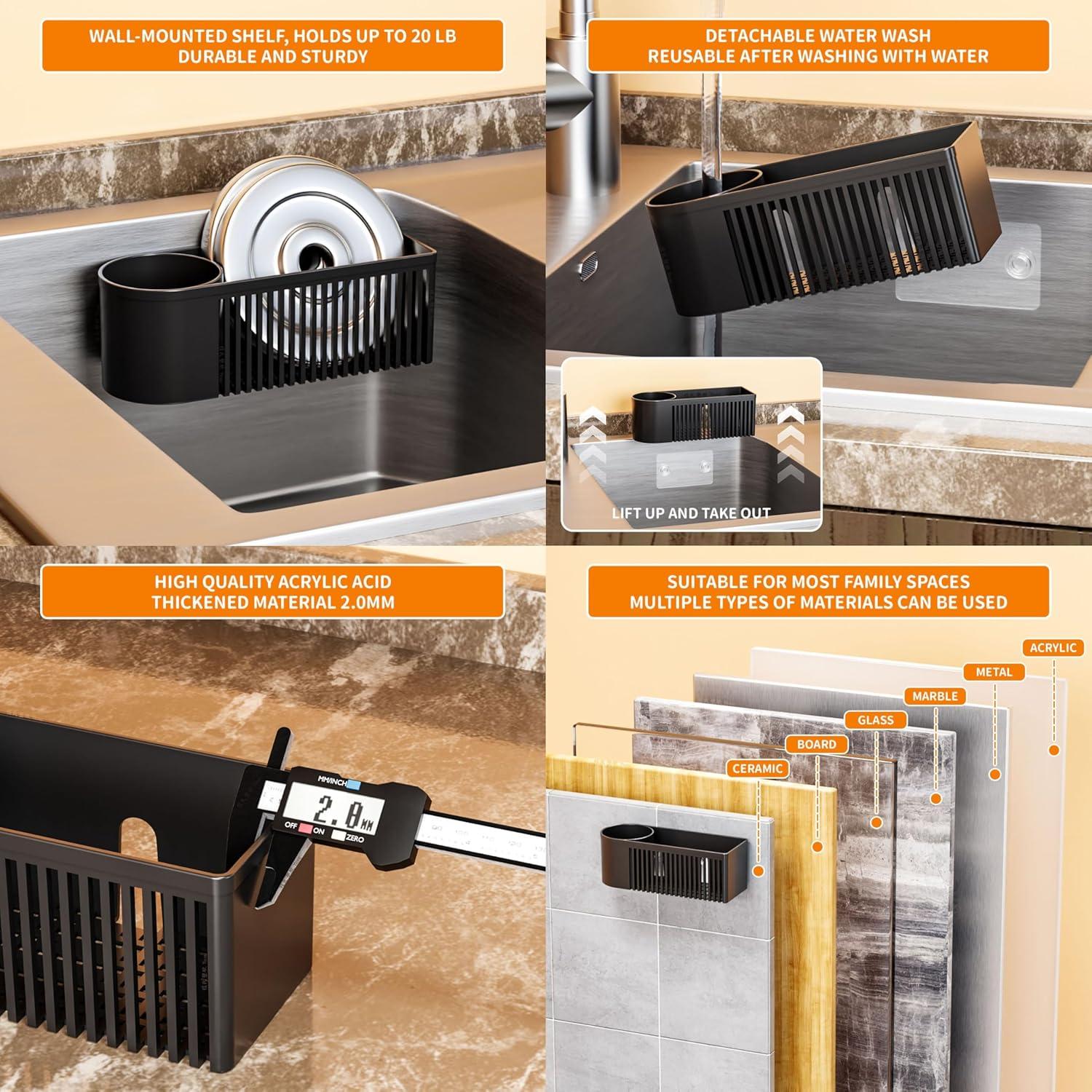 Soporte de Esponja y Cepillo de Platos SuoXing Negro