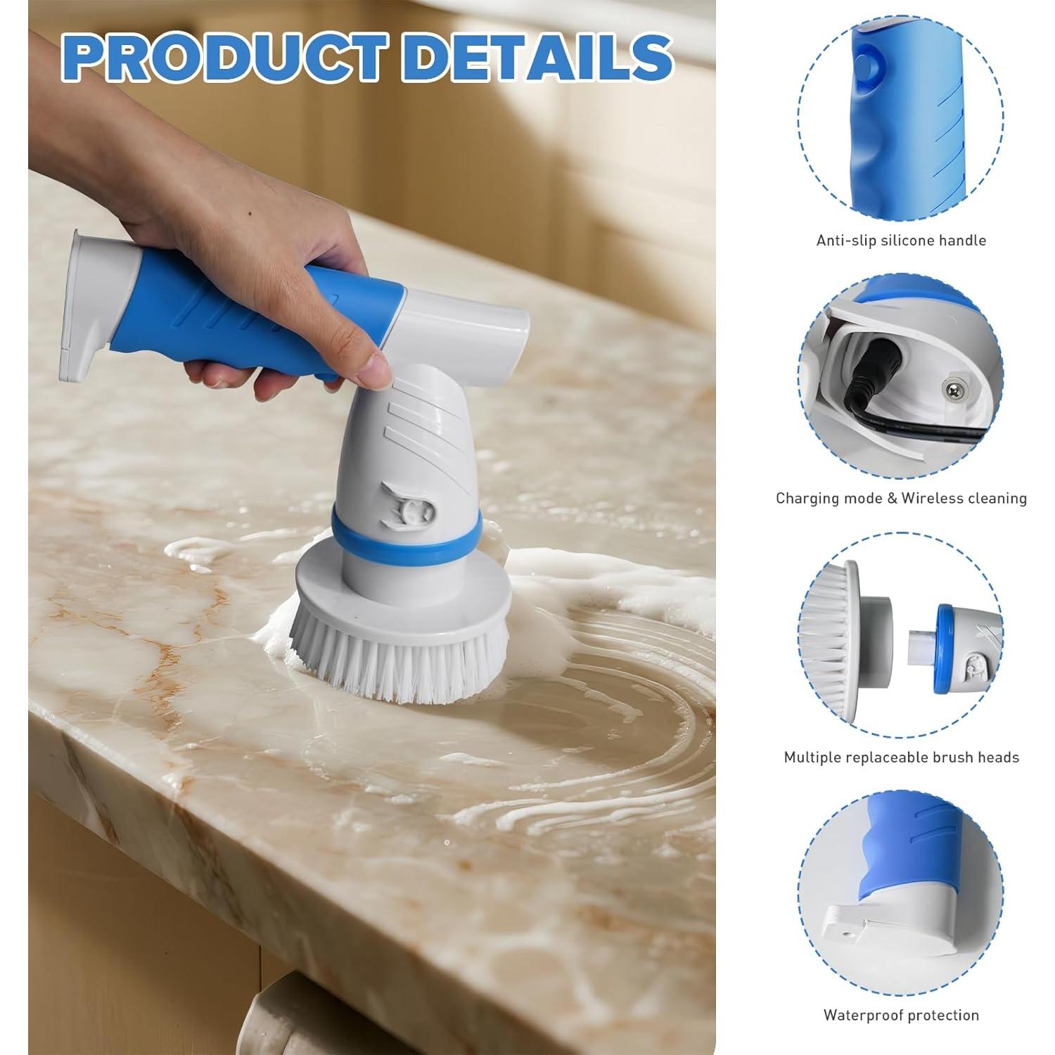 Cepillo Eléctrico de Limpieza RIMAY con 6 Cabezas Reemplazables