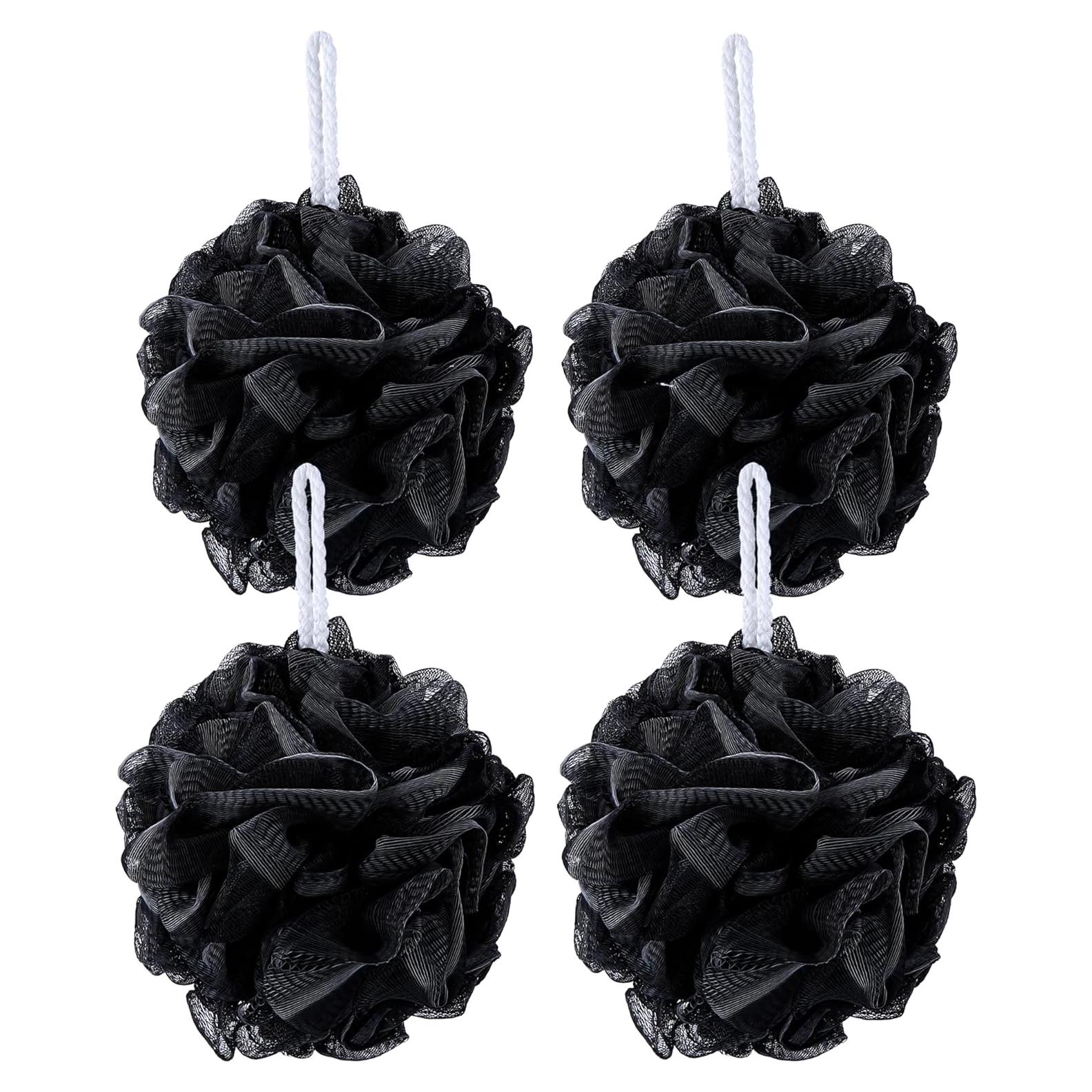 Paquete de 4 Esponjas de Loofah LIKEVOW Exfoliantes Negras 15cm