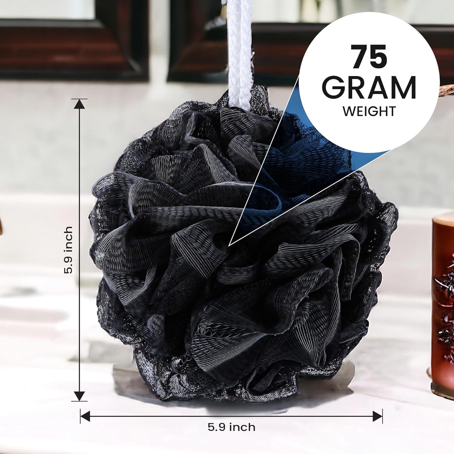 Paquete de 4 Esponjas de Loofah LIKEVOW Exfoliantes Negras 15cm