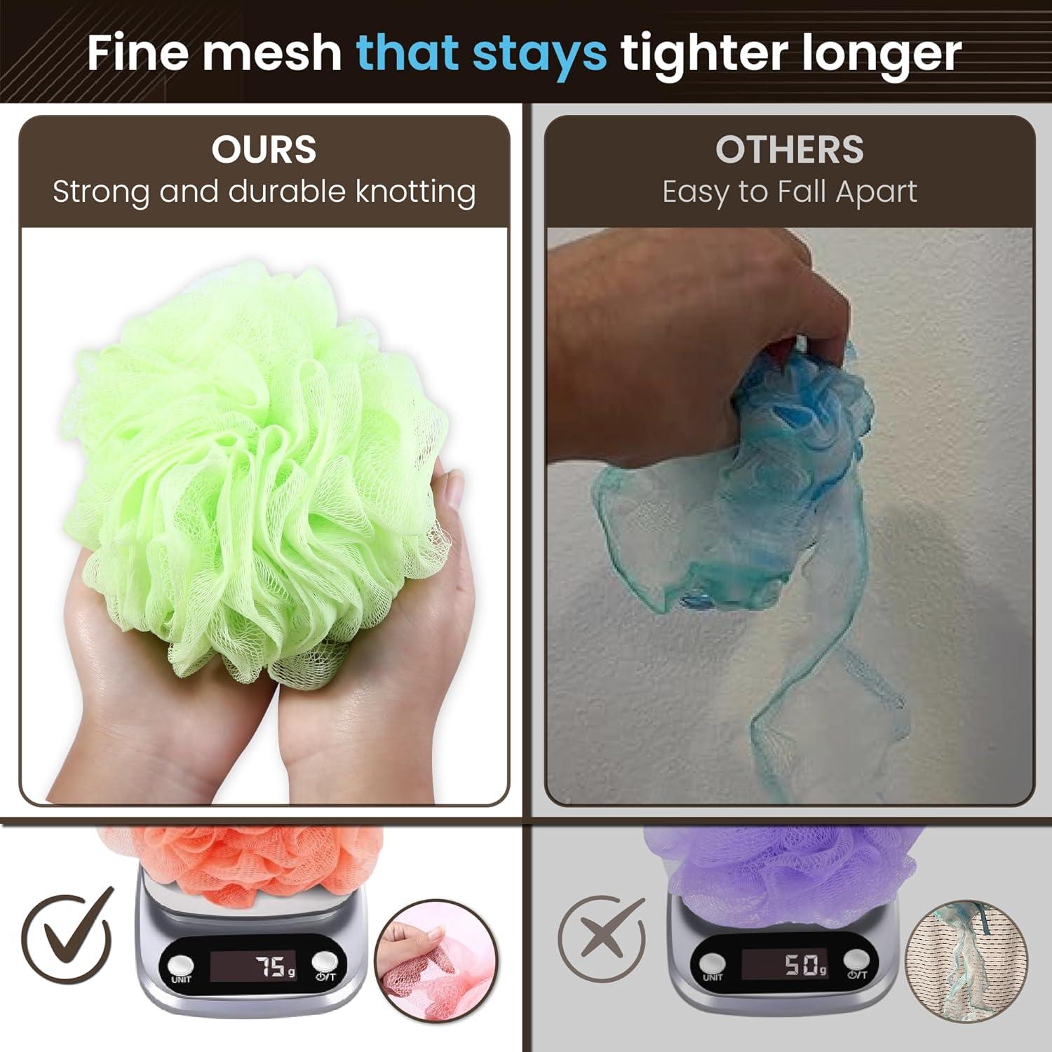 Paquete de 4 Esponjas de Loofah LIKEVOW Exfoliantes Negras 15cm