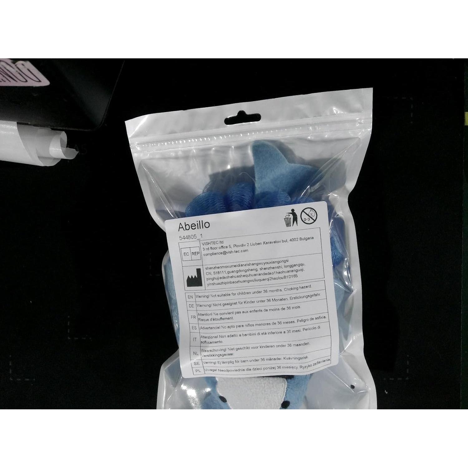 Esponja de Baño Loofah para Niños Abeillo - Tiburón Azul 10.9x21.1cm