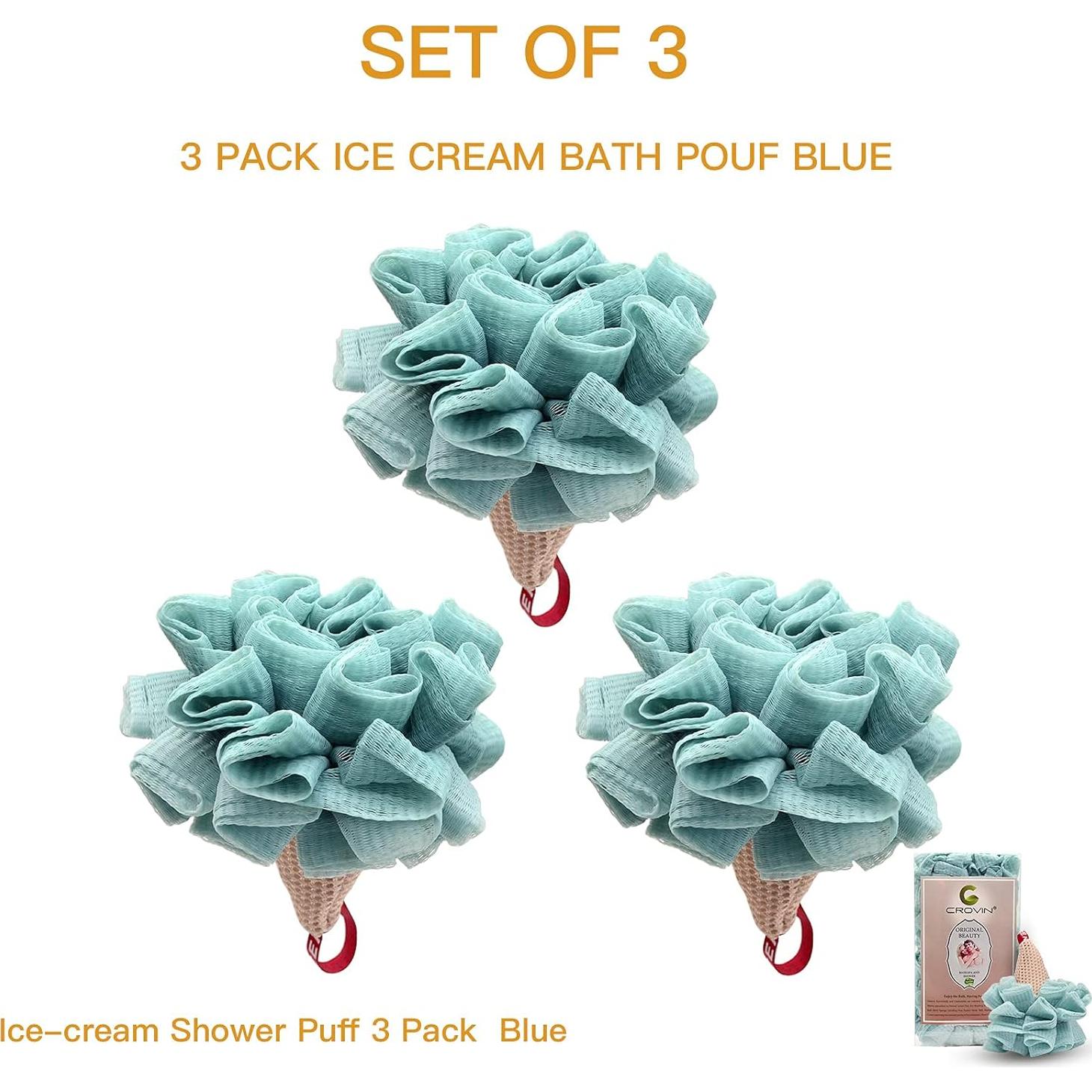 Esponja de Baño Exfoliante CROVIN en Forma de Helado - 4 Paquetes Azul
