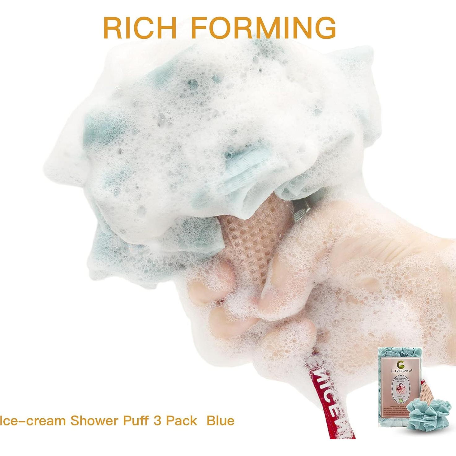 Esponja de Baño Exfoliante CROVIN en Forma de Helado - 4 Paquetes Azul
