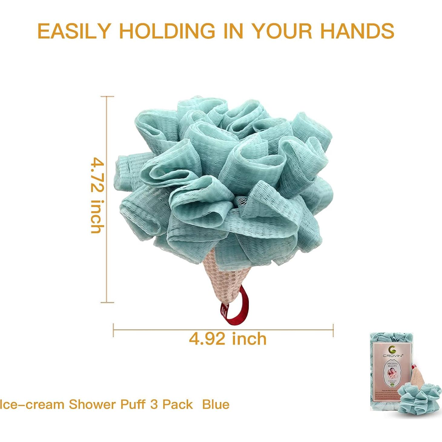 Esponja de Baño Exfoliante CROVIN en Forma de Helado - 4 Paquetes Azul