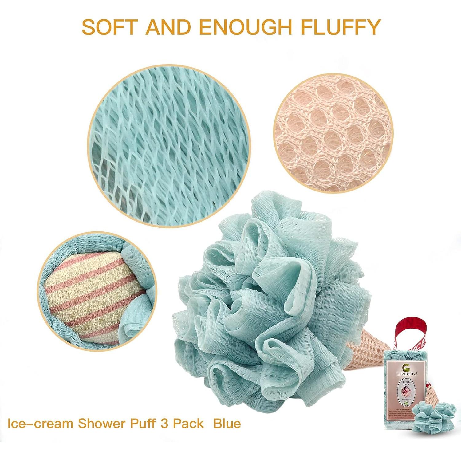 Esponja de Baño Exfoliante CROVIN en Forma de Helado - 4 Paquetes Azul