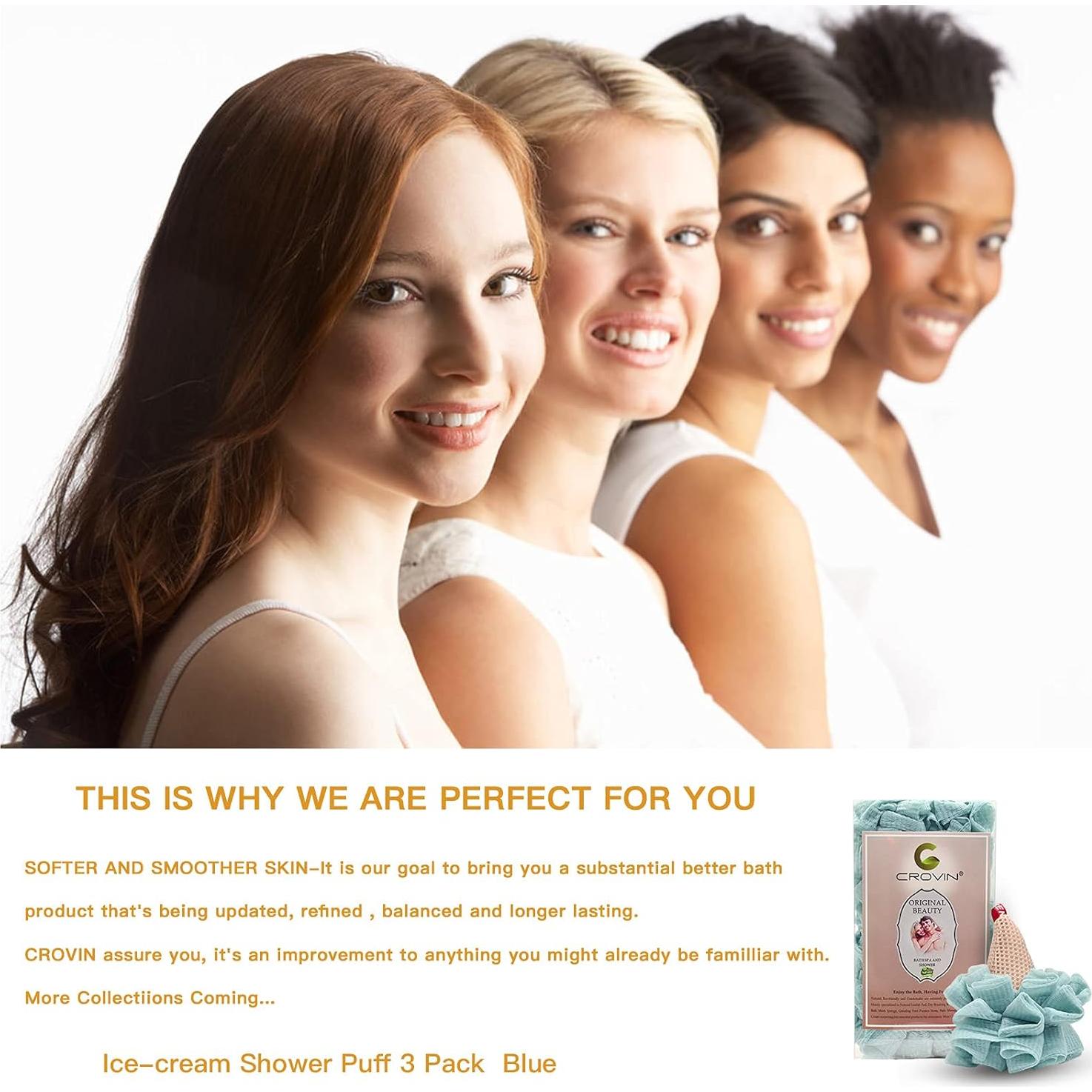 Esponja de Baño Exfoliante CROVIN en Forma de Helado - 4 Paquetes Azul