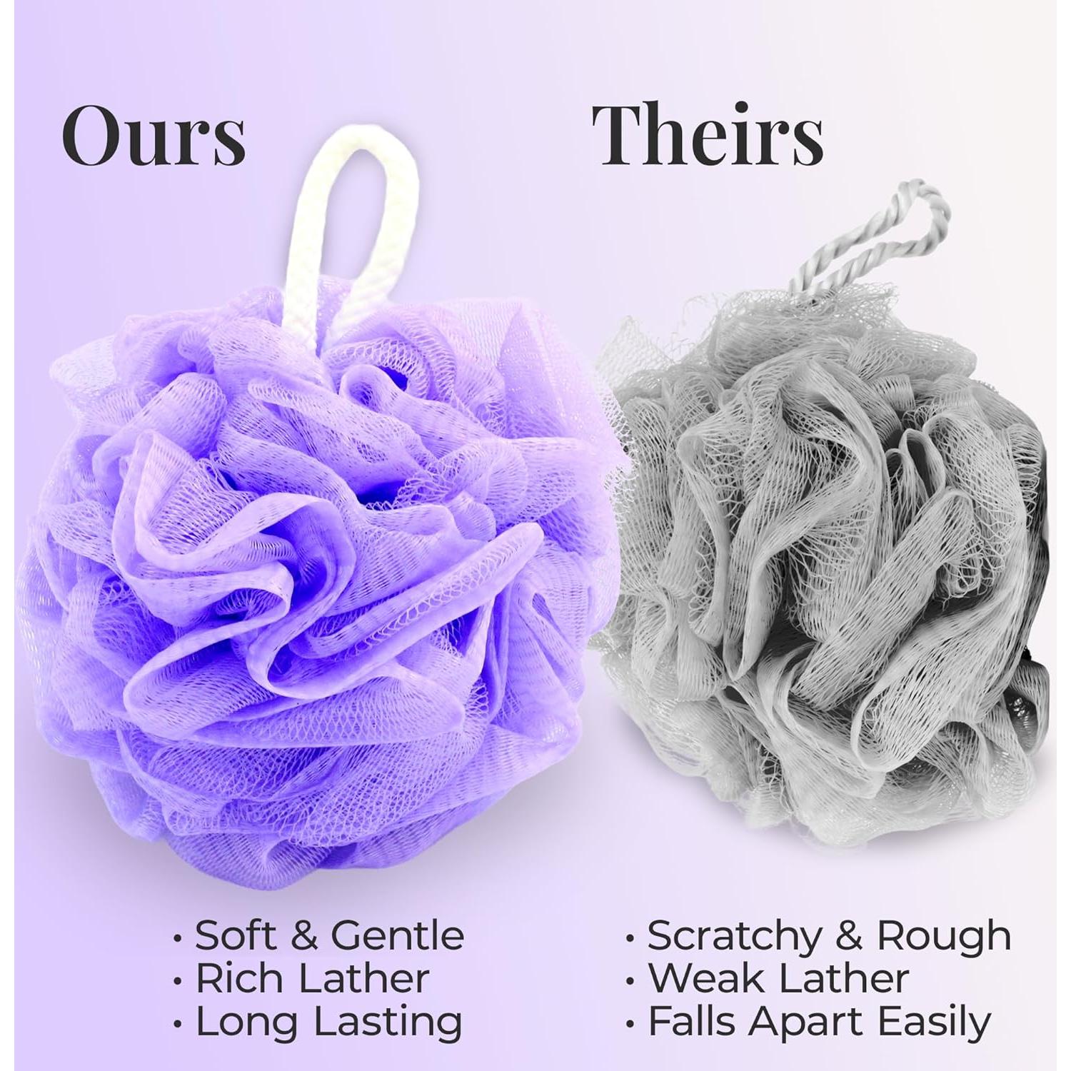 Esponja de Baño Loofah Premium 3 Pack 60g - Suave y Colorido