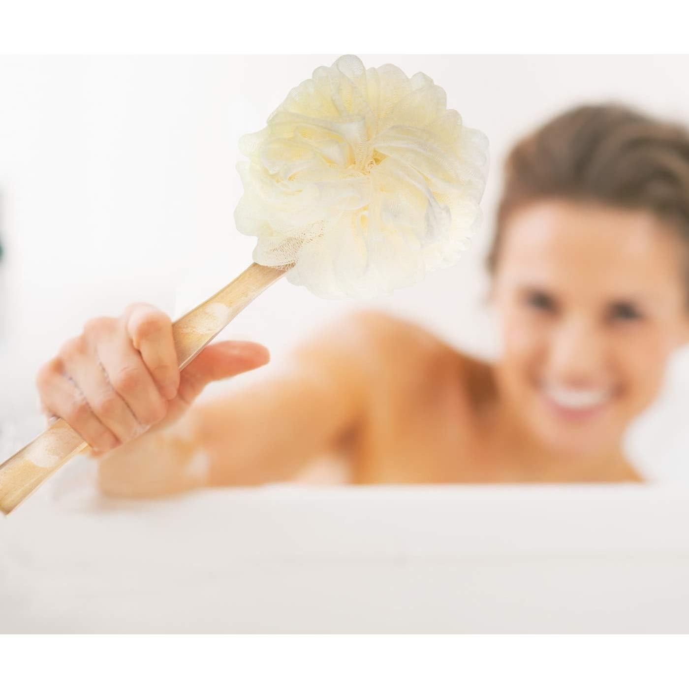 Paquete de 4 esponjas de baño grandes SWSTINLING con mango largo