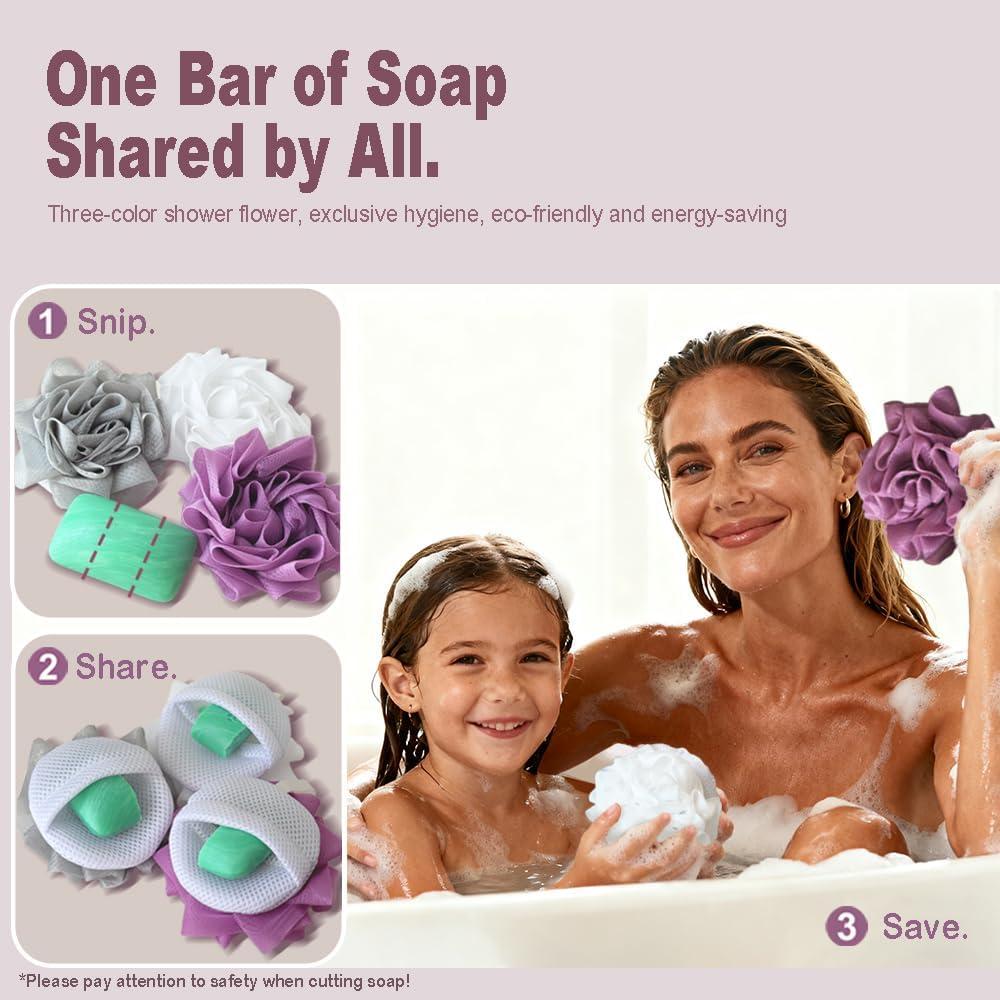 Paquete de 3 esponjas de baño VHIPKUA con jabonera