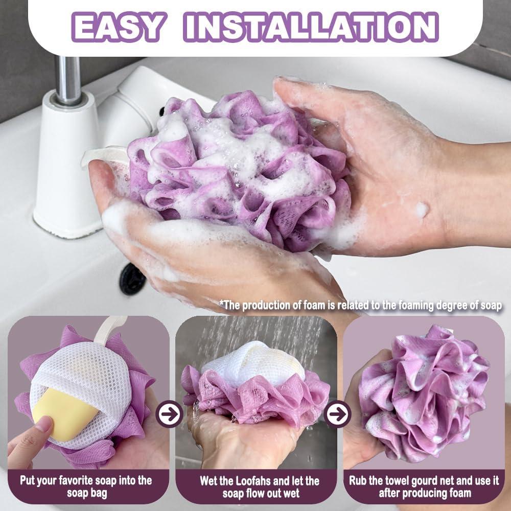 Paquete de 3 esponjas de baño VHIPKUA con jabonera