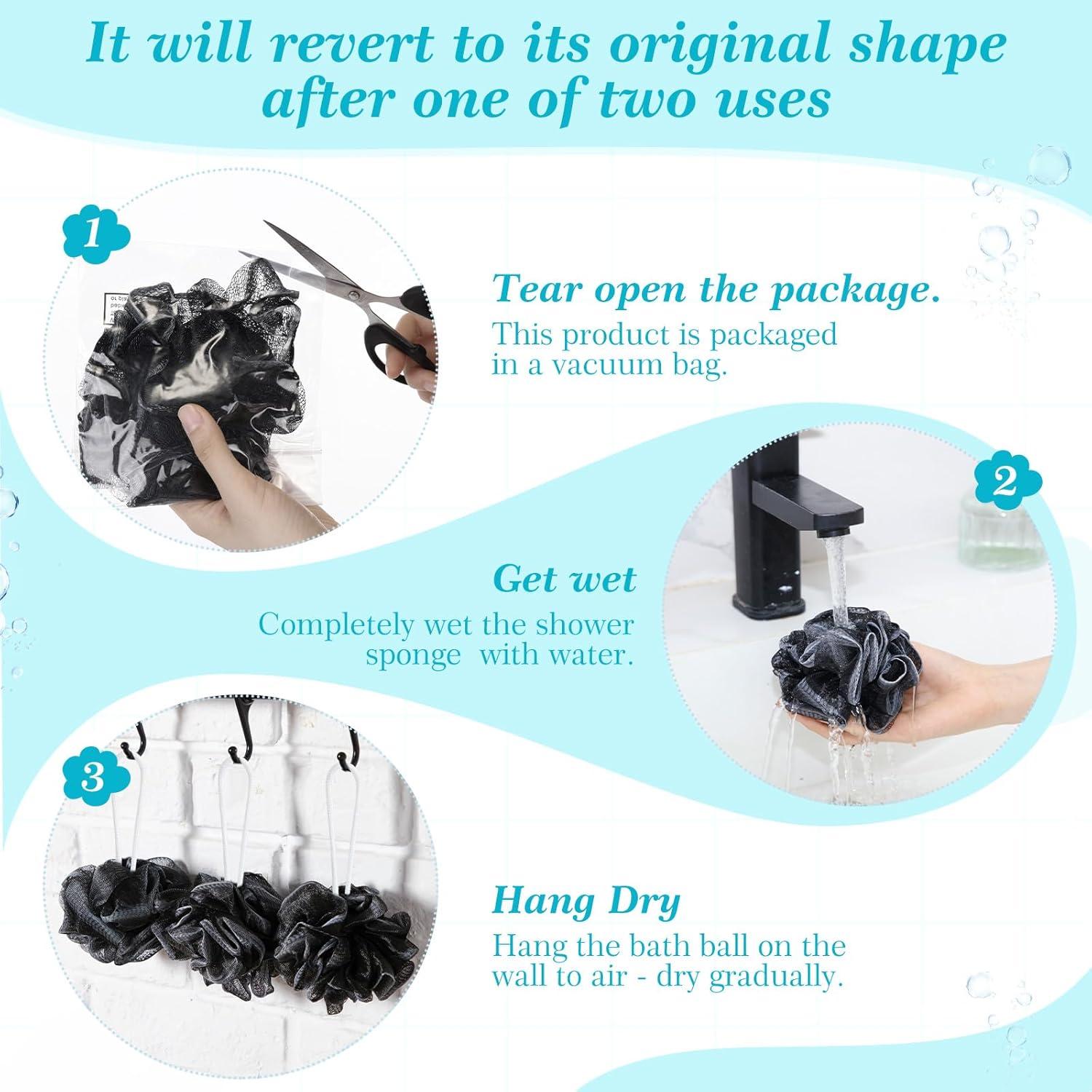 Esponjas de Baño Loofah Sunnyray 100 Pcs Suaves 20g Negro