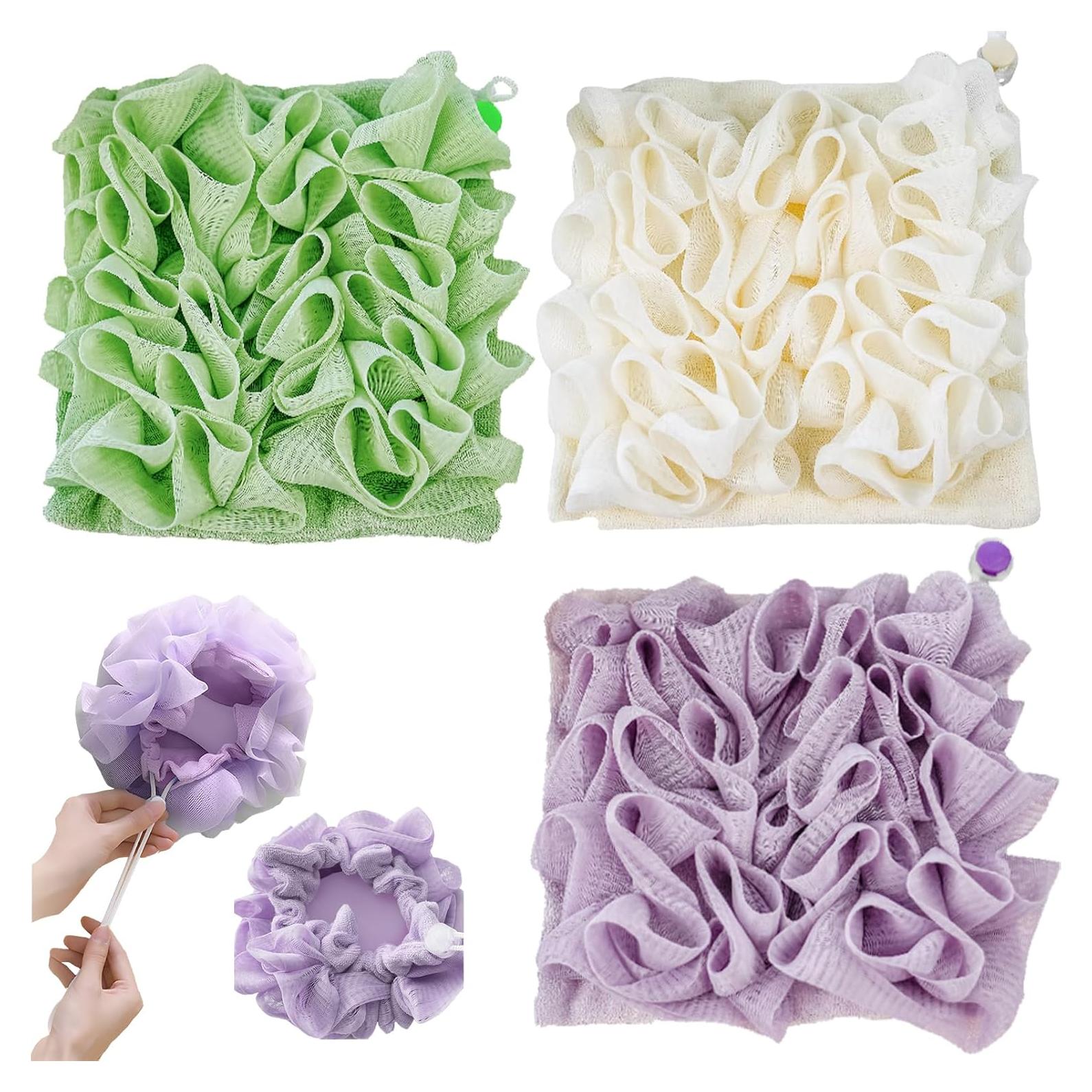 Set de 3 Esponjas de Lufa Lavables Jine para Ducha 2 en 1