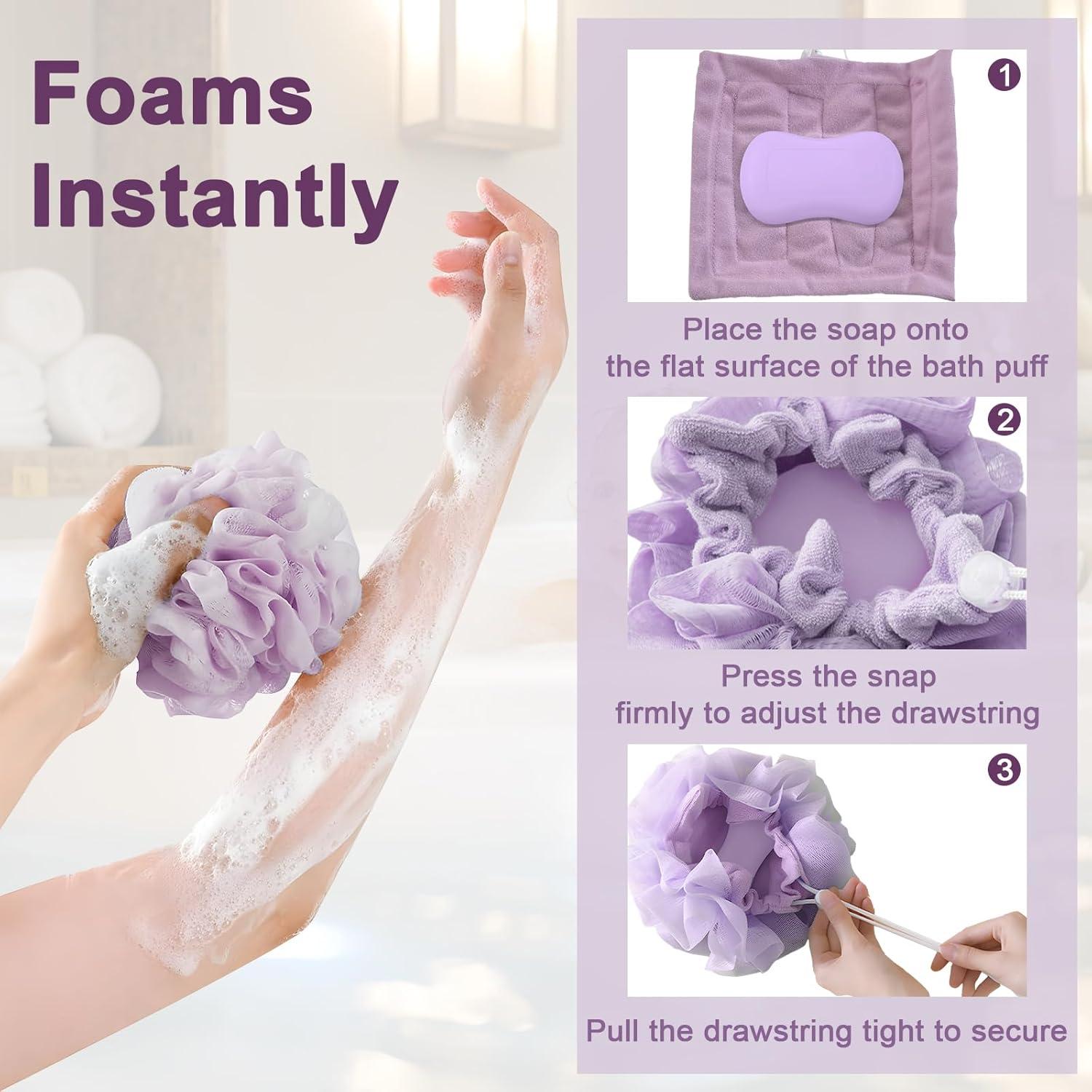 Set de 3 Esponjas de Lufa Lavables Jine para Ducha 2 en 1