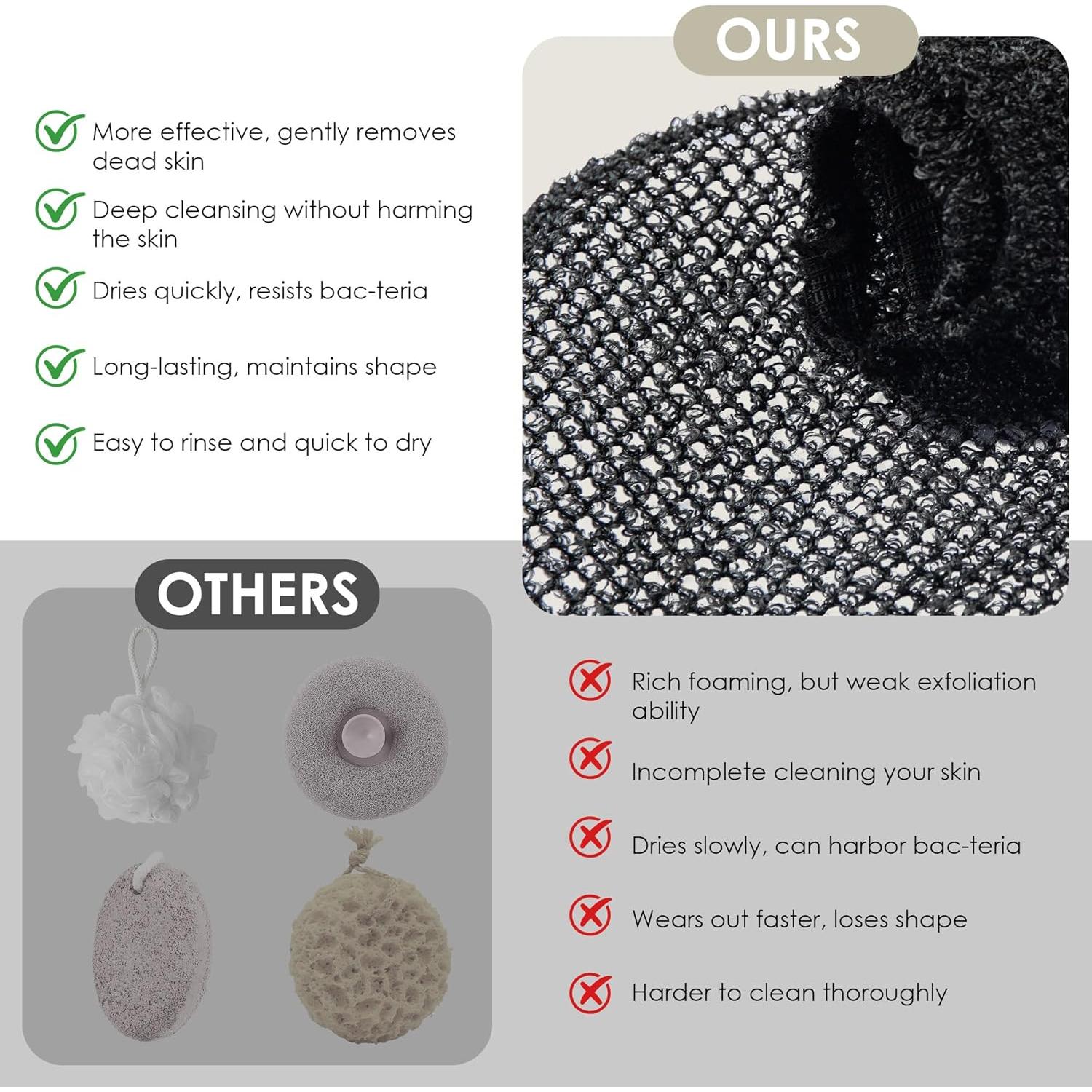 Esponja de Baño Exfoliante INNERNEED con Funda de Malla 2pcs