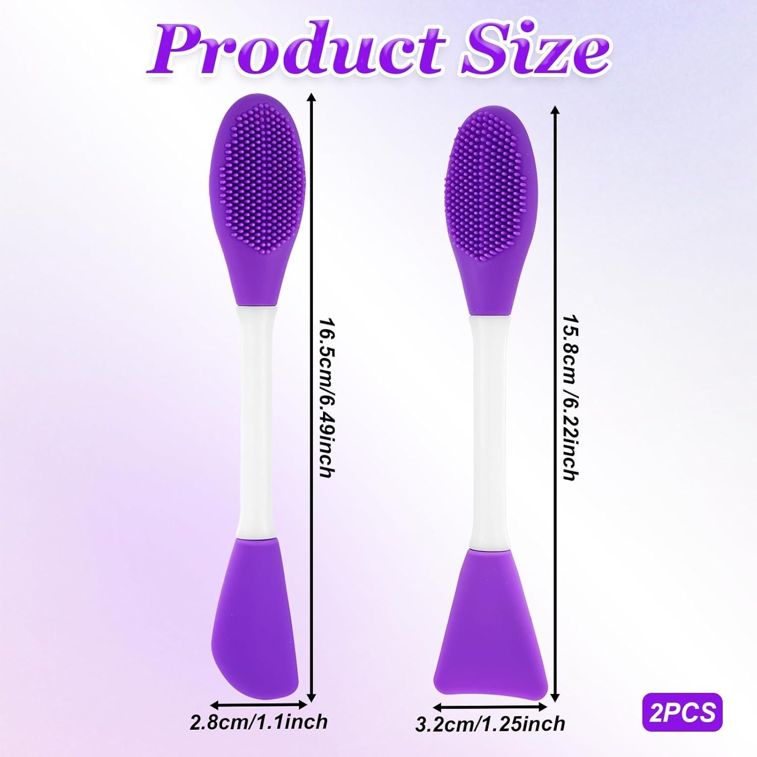 Pore Cleaning Brush, 2 Pcs 2 in 1 Silicone Face Scrubber Facial Cleansing Brush Face Mask Applicator Tool for Facial Mud, Remove Blackheads, Exfoliating, Massaging, Makeup Skincare Removal (Purple)