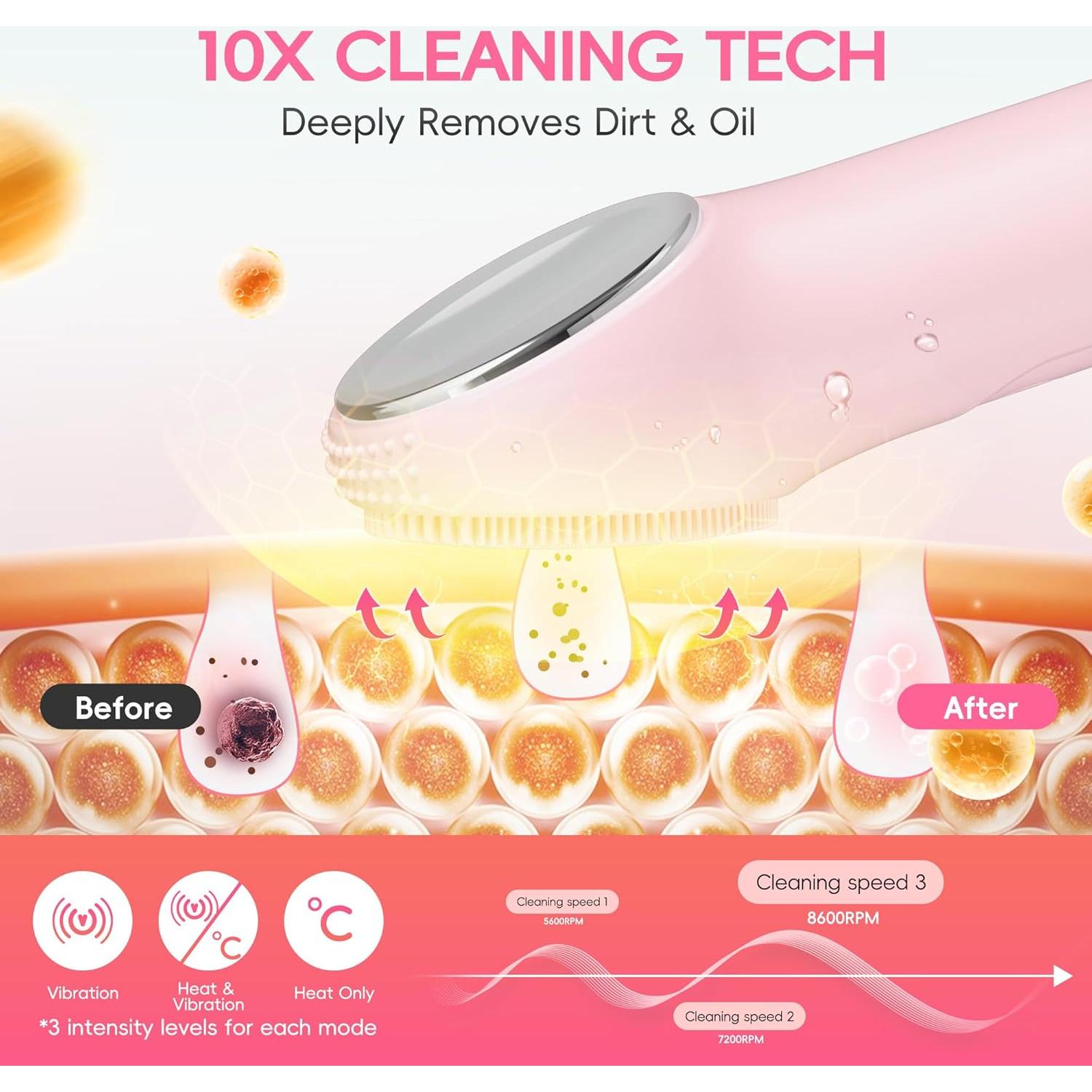 Cepillo Facial de Limpieza Prooral SK0310, Silicona Recargable 2 en 1