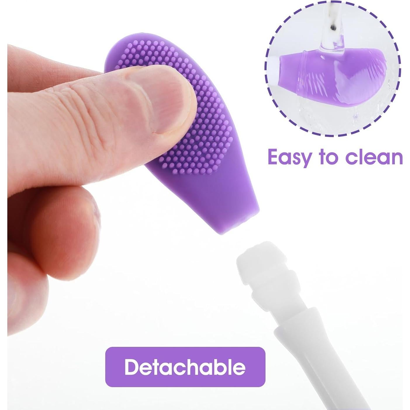 4 Cepillos Faciales de Silicona Mabor Doble Cabeza Rosa y Púrpura