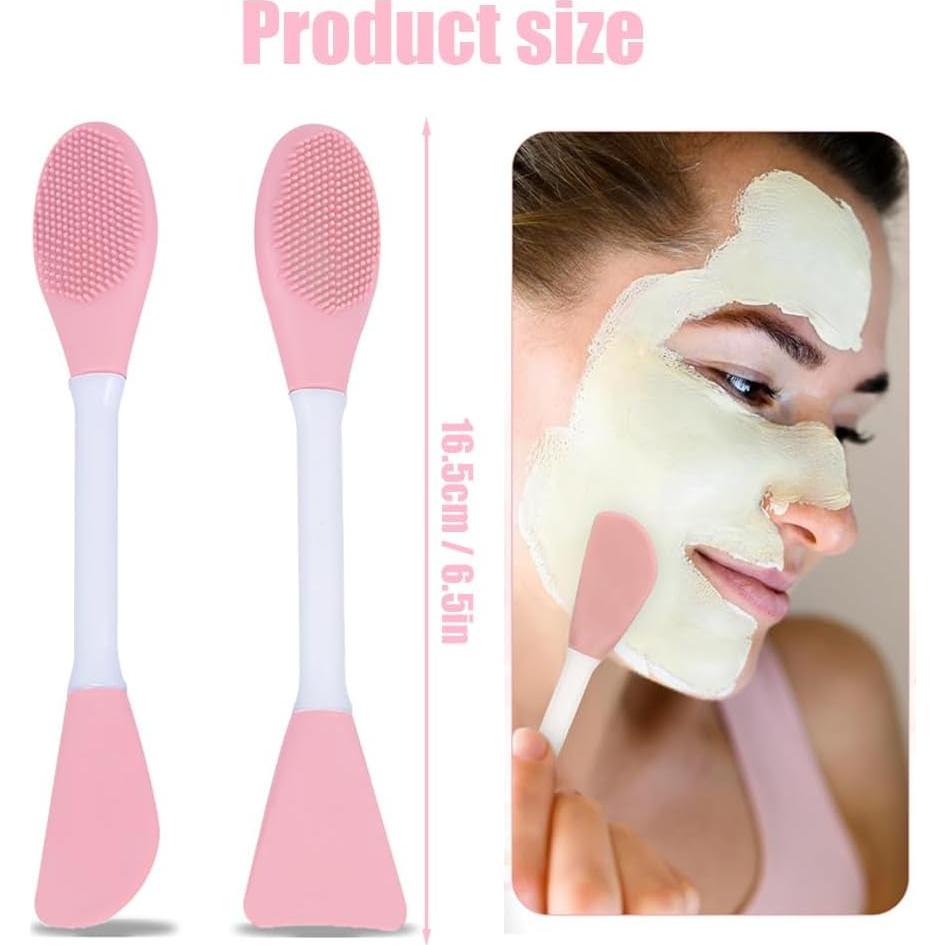 Cepillo Facial de Silicona YilulvDeng 2 Pcs Exfoliador Rosa
