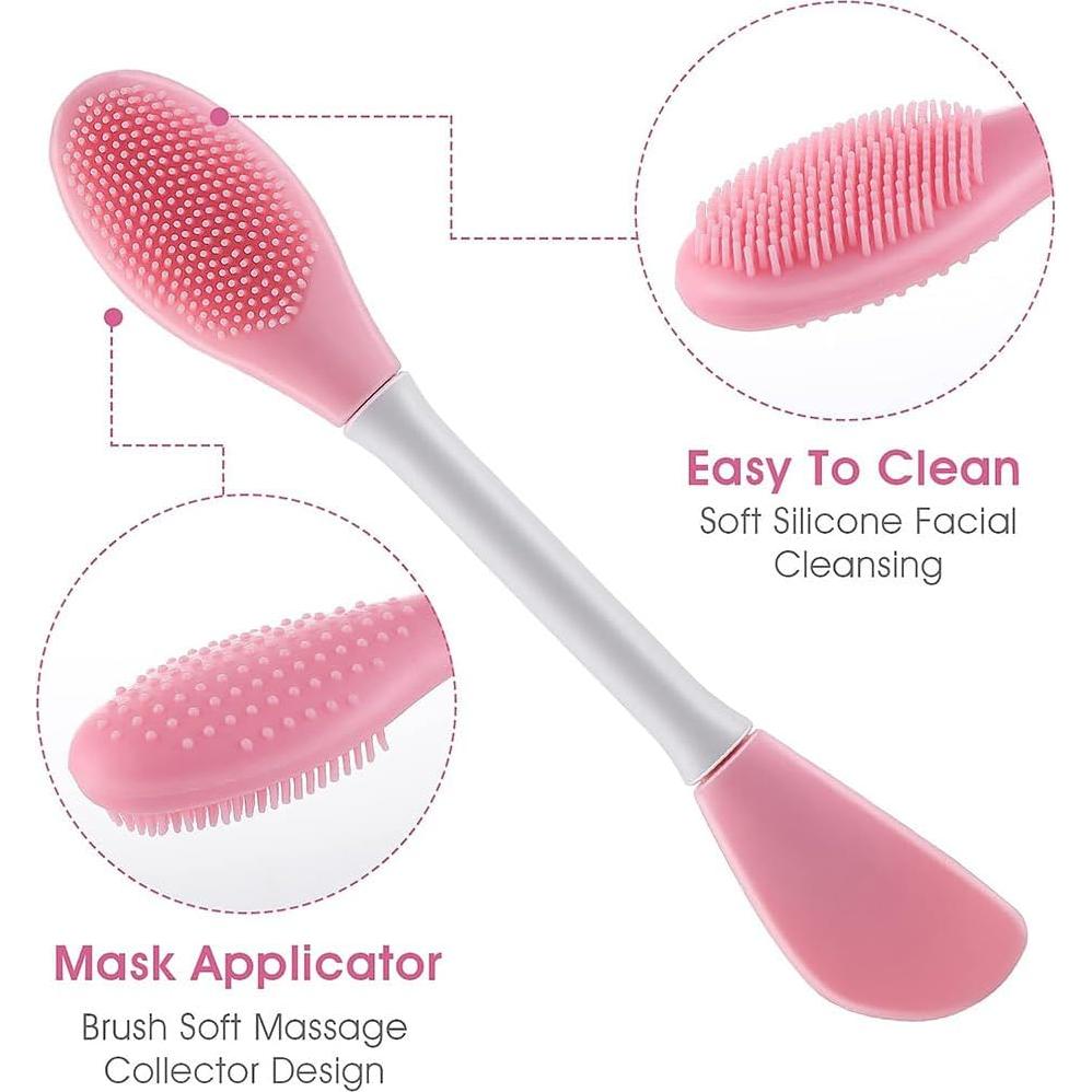 Cepillo Facial de Silicona YilulvDeng 2 Pcs Exfoliador Rosa