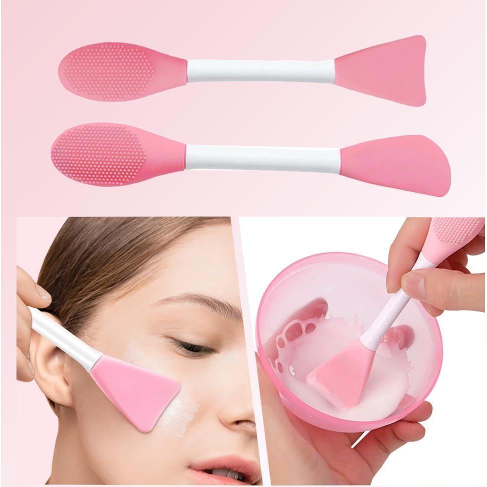 Cepillo Facial de Silicona YilulvDeng 2 Pcs Exfoliador Rosa