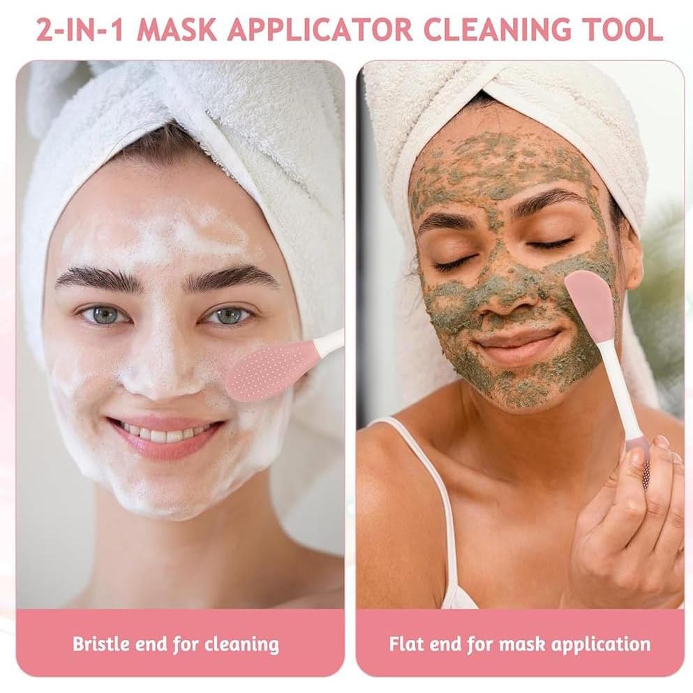 Cepillo Facial de Silicona YilulvDeng 2 Pcs Exfoliador Rosa