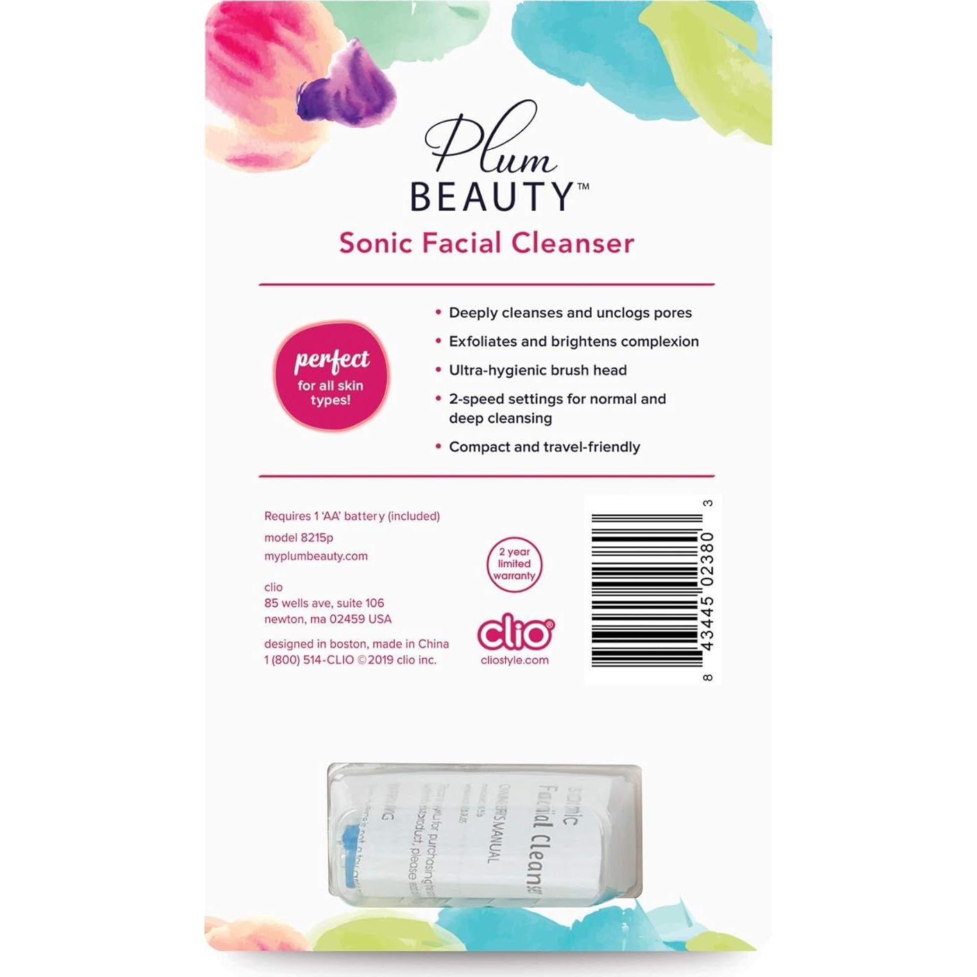 Cepillo Facial Sonic Clio 8215P Doble Velocidad Resistente al Agua