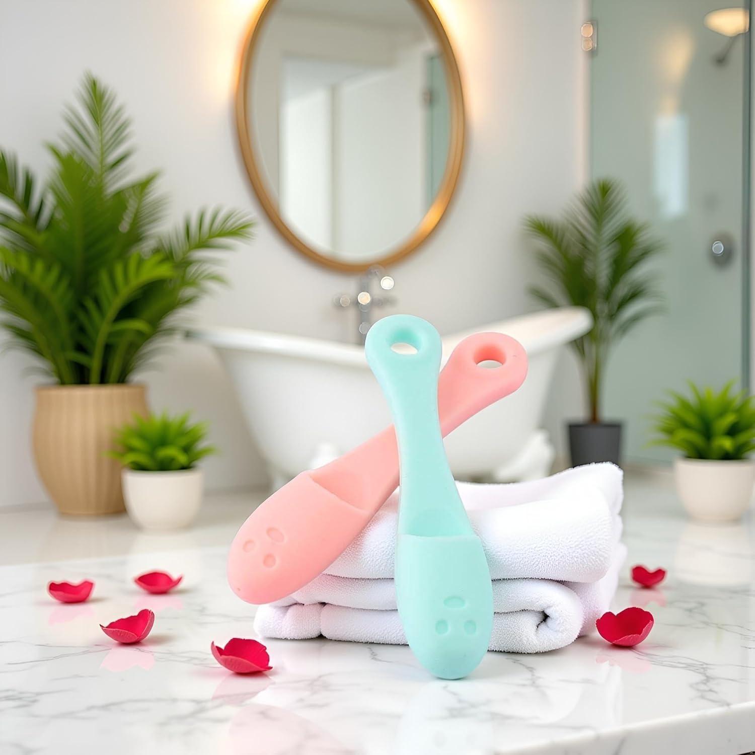 Juego de 2 Cepillos Faciales de Silicona Myuiao Verde y Rojo