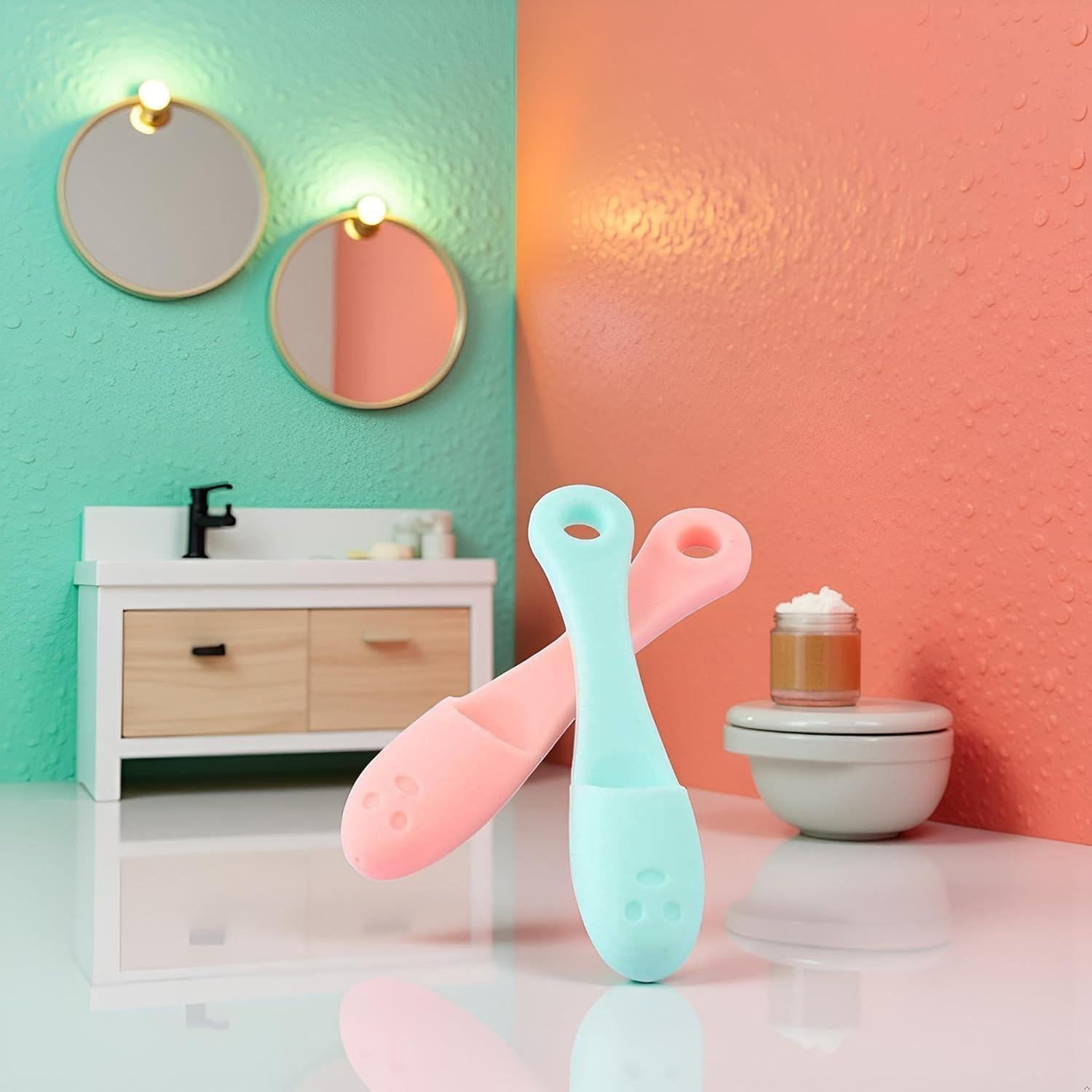 Juego de 2 Cepillos Faciales de Silicona Myuiao Verde y Rojo