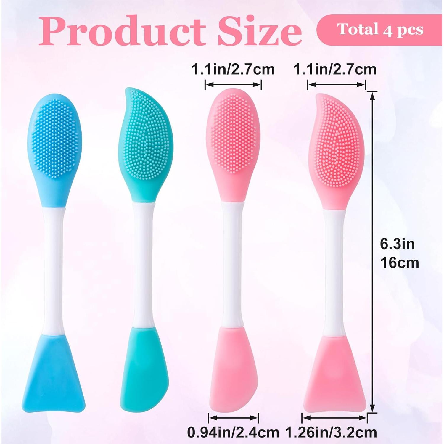 4 Cepillos Faciales de Silicona YALOJE 2 en 1 Doble Cara