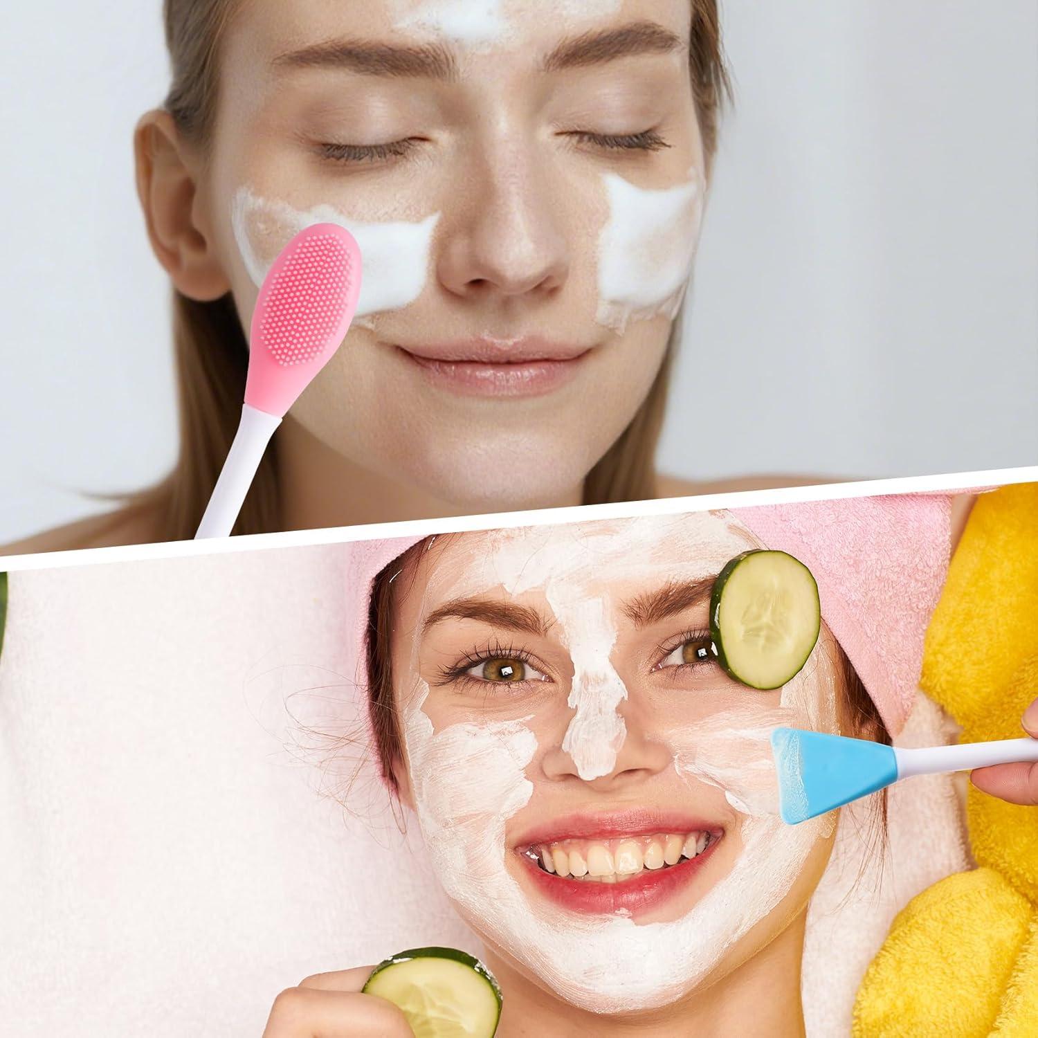 4 Cepillos Faciales de Silicona YALOJE 2 en 1 Doble Cara