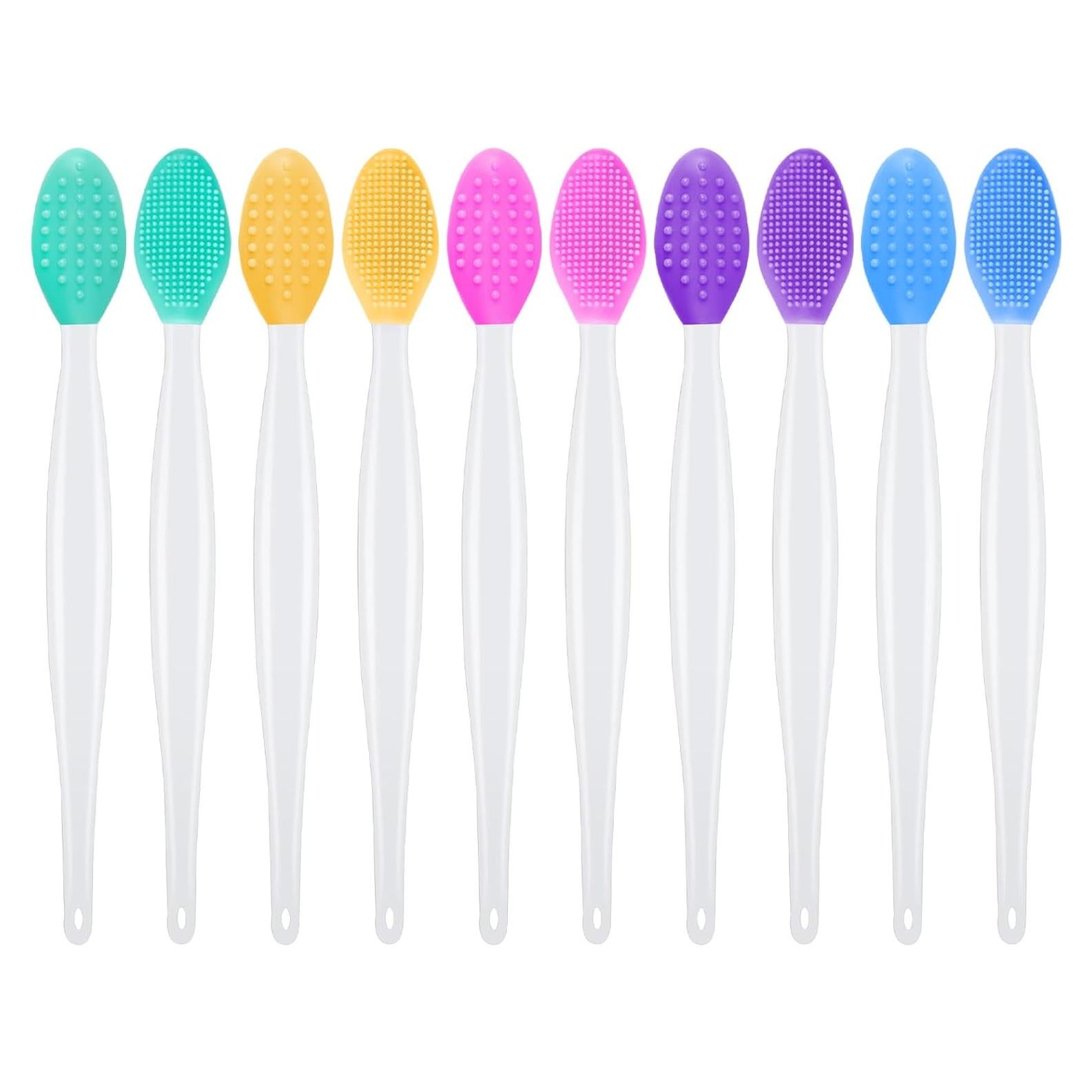 10 Cepillos Faciales de Silicona Doble Cara Exfoliantes LLMSIX